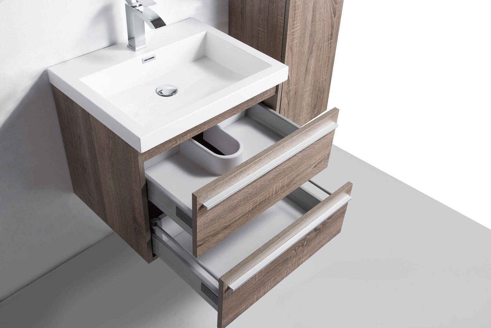 24" Soft Oak Wall Mount Bathroom Vanity with White Polymarble Countertop-Migration_Bathroom Vanities-DECOROLALA