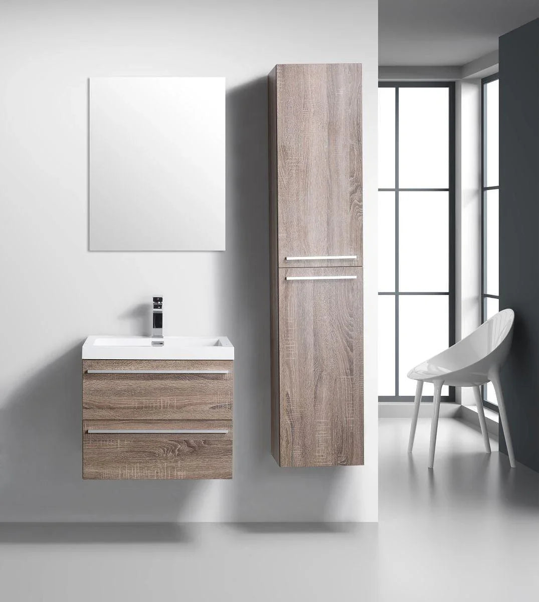 24" Soft Oak Wall Mount Bathroom Vanity with White Polymarble Countertop-Migration_Bathroom Vanities-DECOROLALA