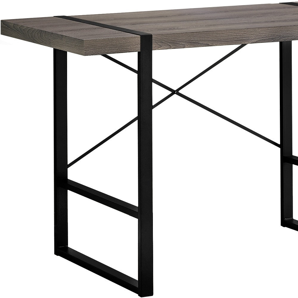 24" Taupe and Black Computer Desk-Desks-DECOROLALA