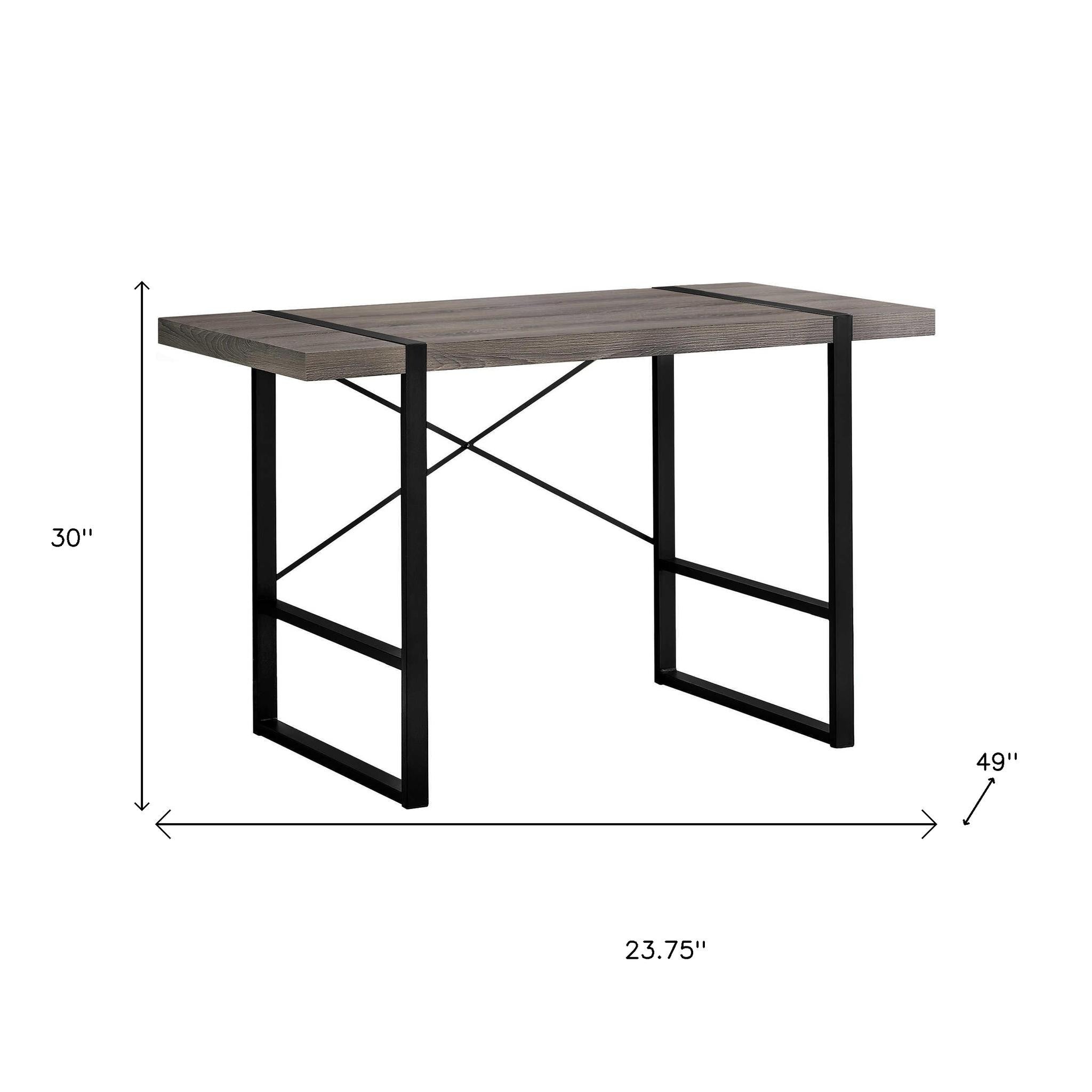 24" Taupe and Black Computer Desk-Desks-DECOROLALA
