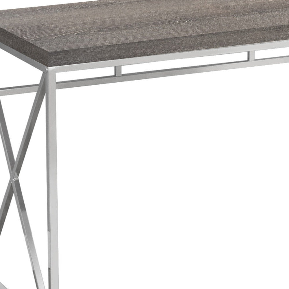 24" Taupe and Silver Computer Desk-Desks-DECOROLALA