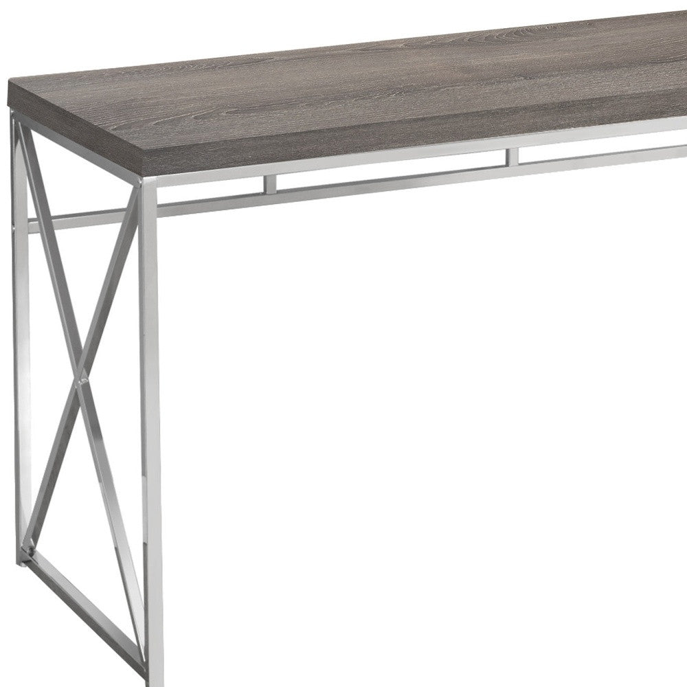 24" Taupe and Silver Computer Desk-Desks-DECOROLALA