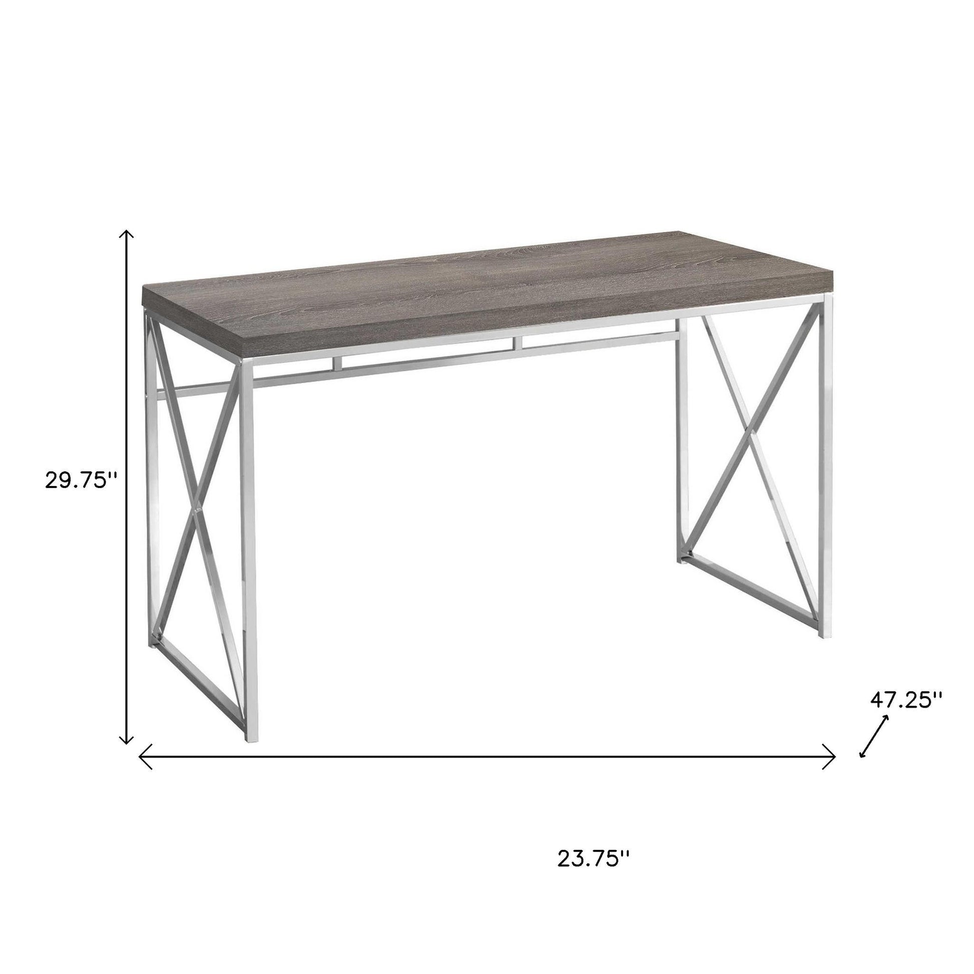 24" Taupe and Silver Computer Desk-Desks-DECOROLALA