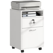 24" Vertical Filing Cabinet with Lockable Drawer, Mobile File Cabinet with 2 Keys, Wheels for Home Office, White-Office Products > Office Furniture > Office Cabinets & Cupboards-DECOROLALA