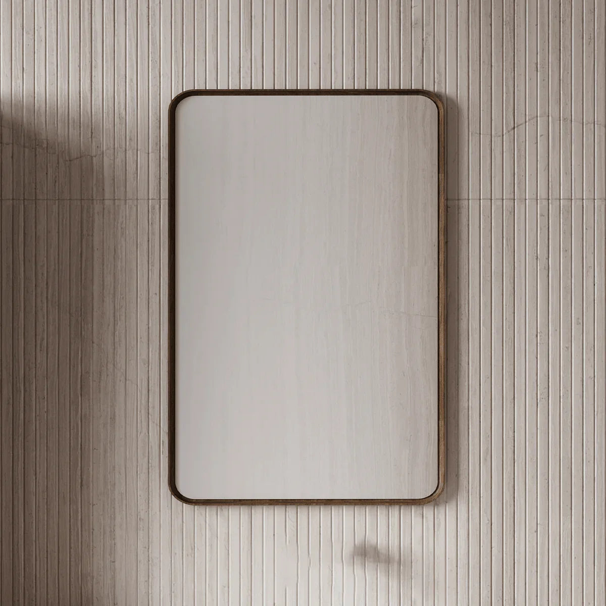 24" Walnut Framed Bathroom Mirror with Rounded Corners-Migration_Mirrors-DECOROLALA