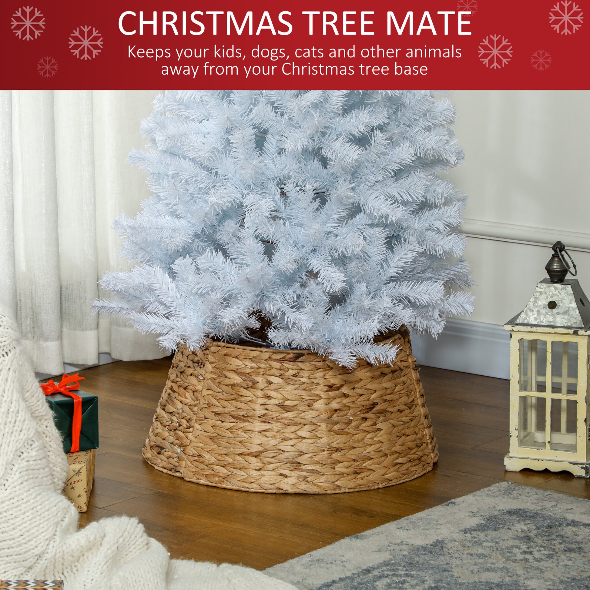 24" Water Hyacinth Christmas Tree Collar - Natural-Home Furnishings > Holiday & Seasonal > Christmas Trees-DECOROLALA
