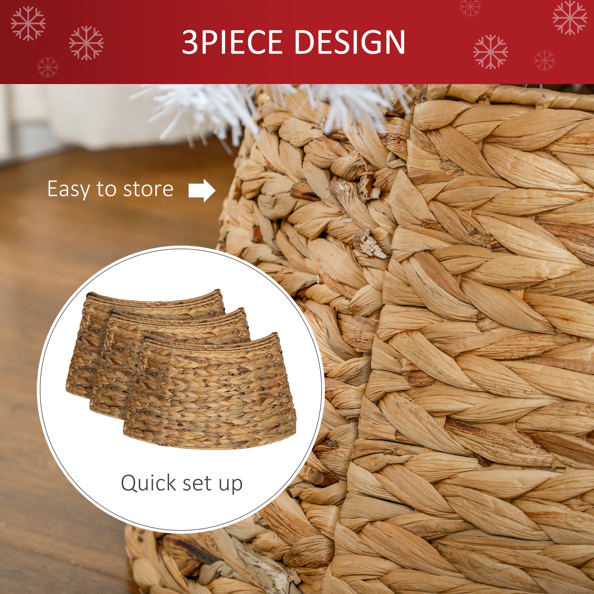24" Water Hyacinth Christmas Tree Collar - Natural-Home Furnishings > Holiday & Seasonal > Christmas Trees-DECOROLALA