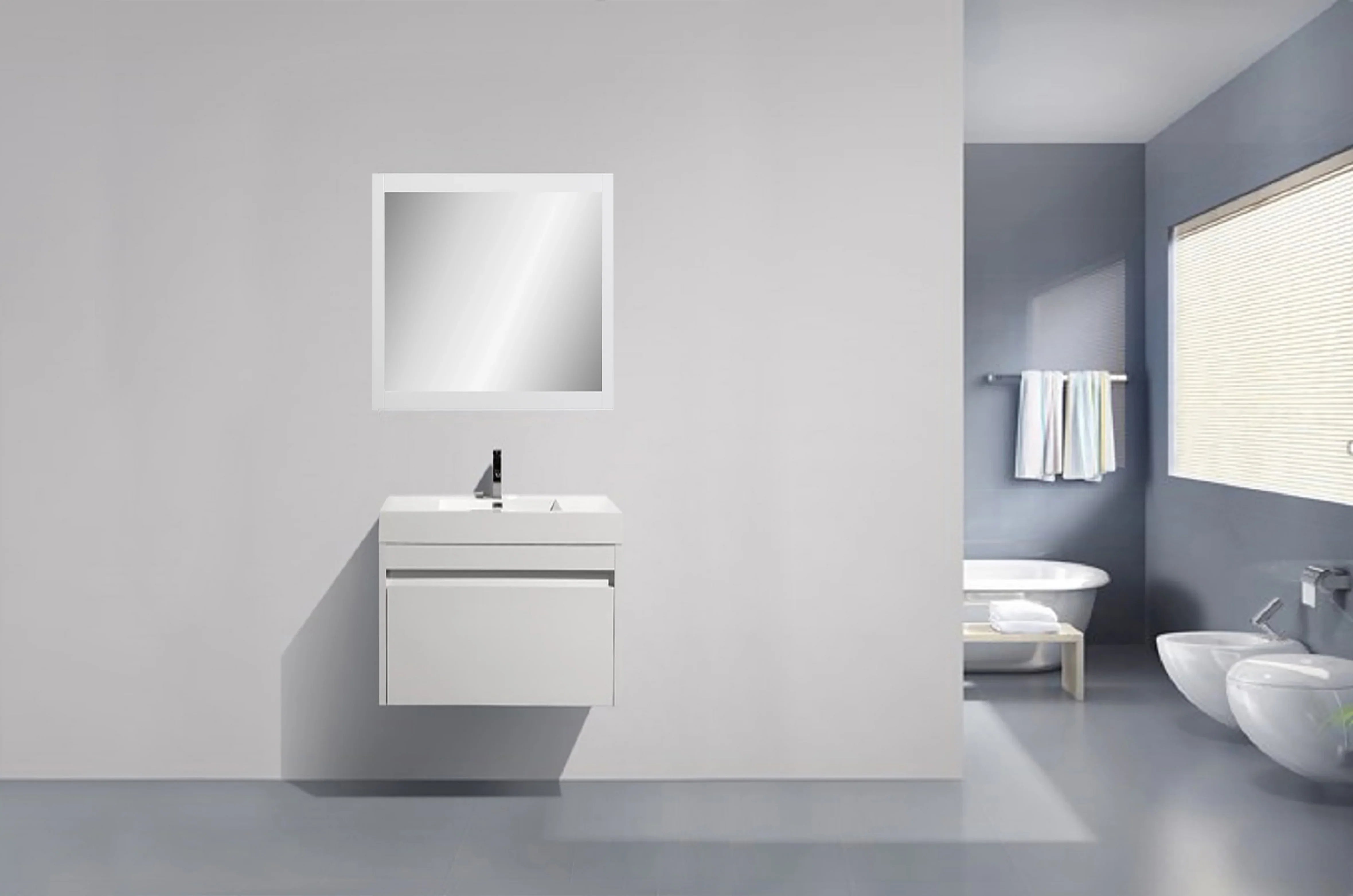 24" White Frame Rectangular Mirror – Horizontal & Vertical Installation-Migration_Mirrors-DECOROLALA