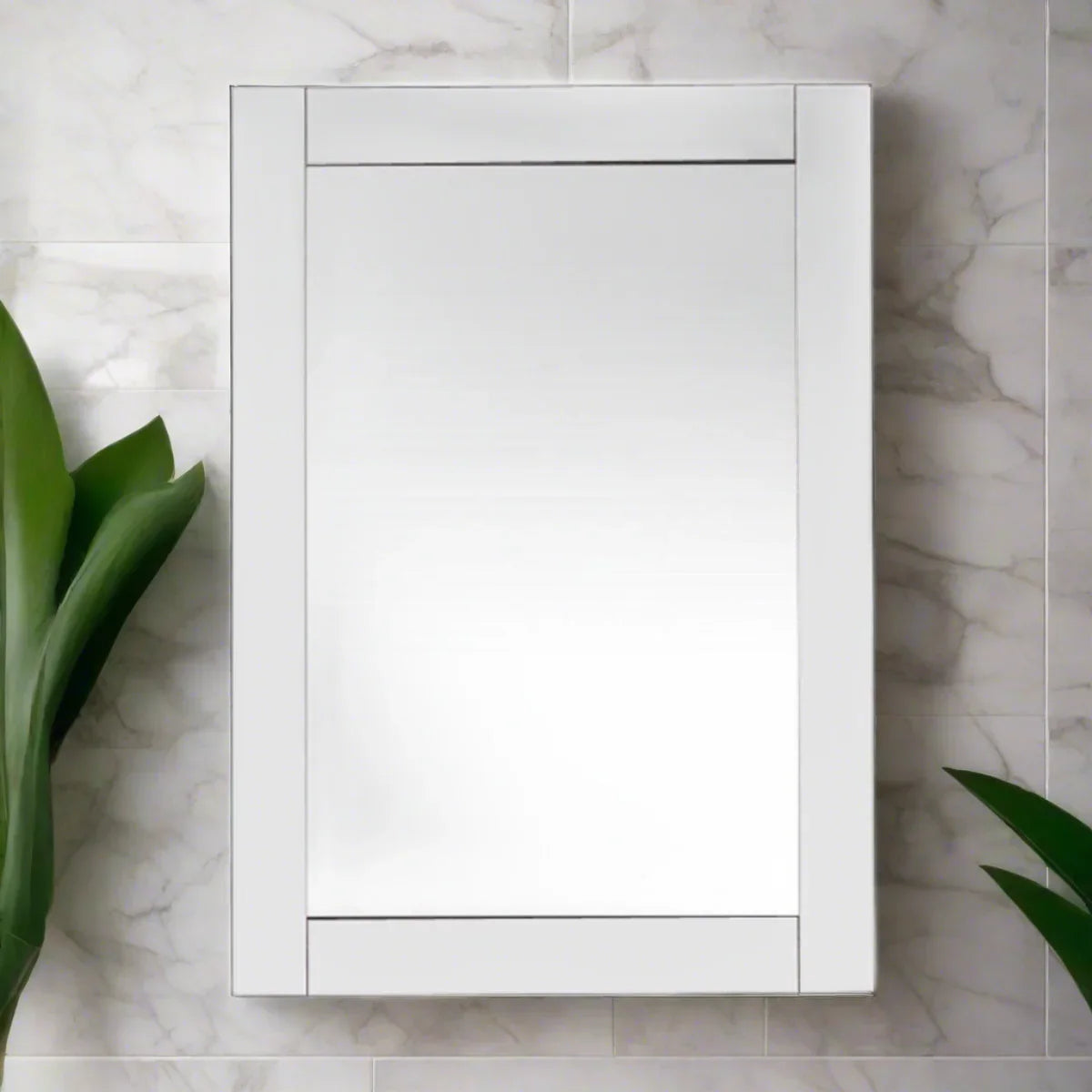 24" White Framed Bathroom Mirror – Labrador Collection-Migration_Mirrors-DECOROLALA