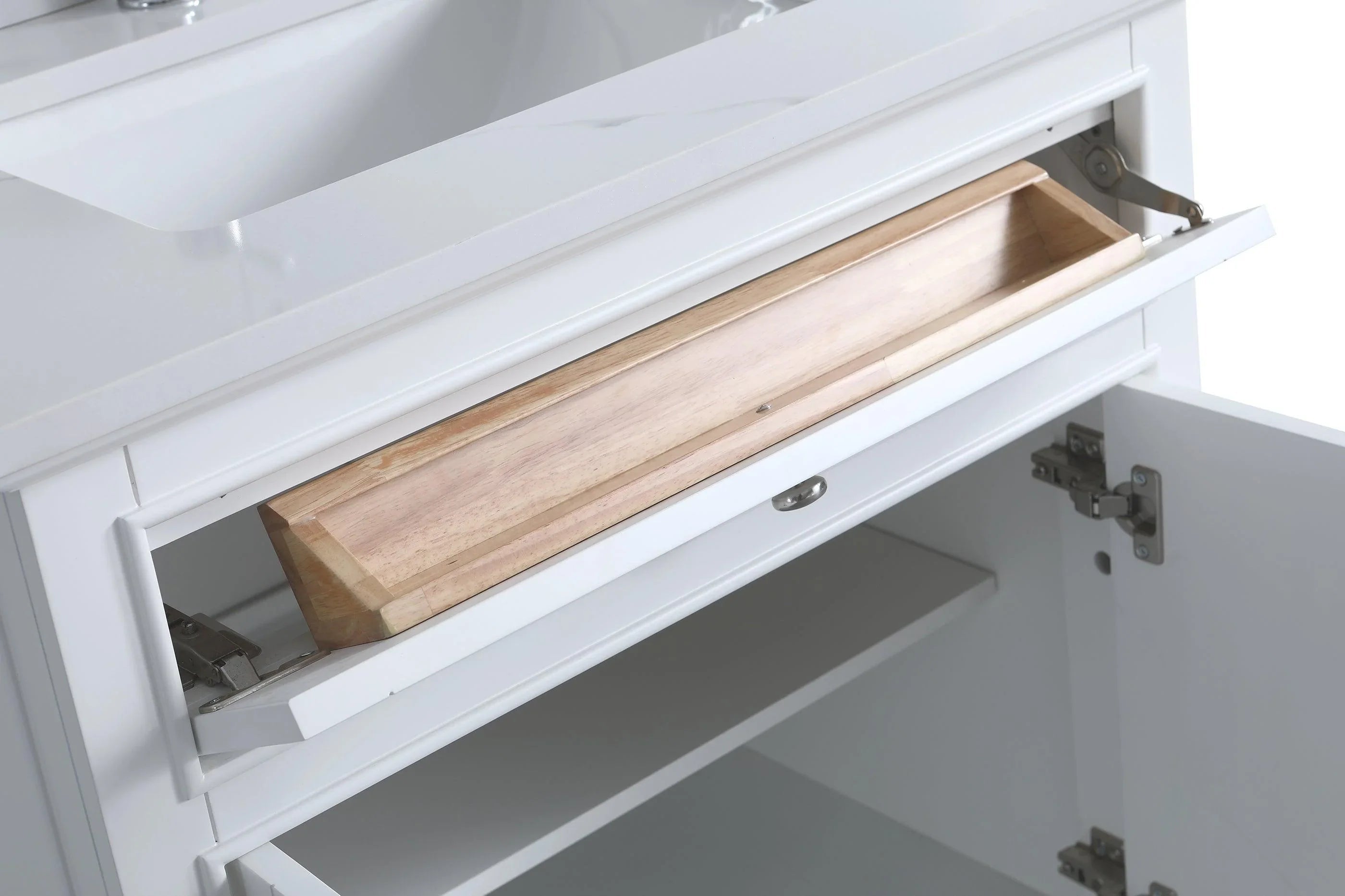 24" White Freestanding Single Sink Bathroom Vanity with Engineered Calcutta Marble Countertop-Migration_Bathroom Vanities-DECOROLALA