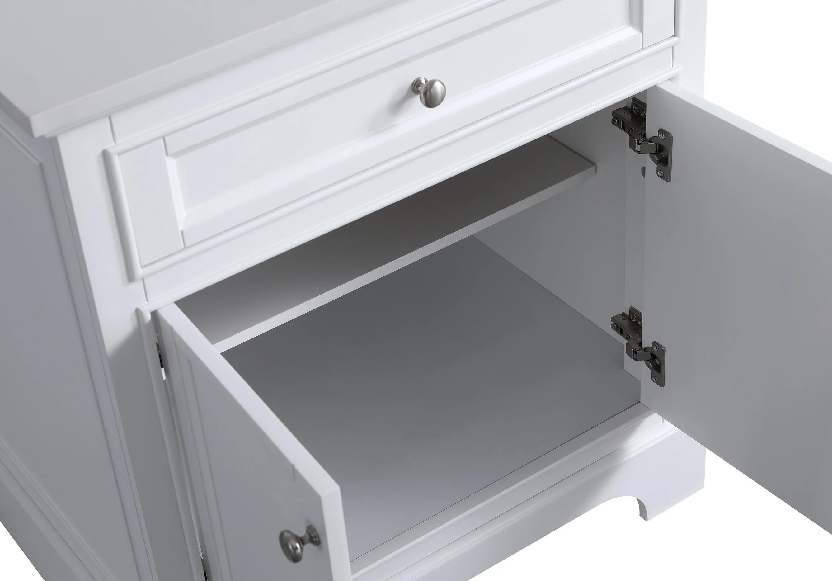 24" White Freestanding Single Sink Bathroom Vanity with Engineered Calcutta Marble Countertop-Migration_Bathroom Vanities-DECOROLALA