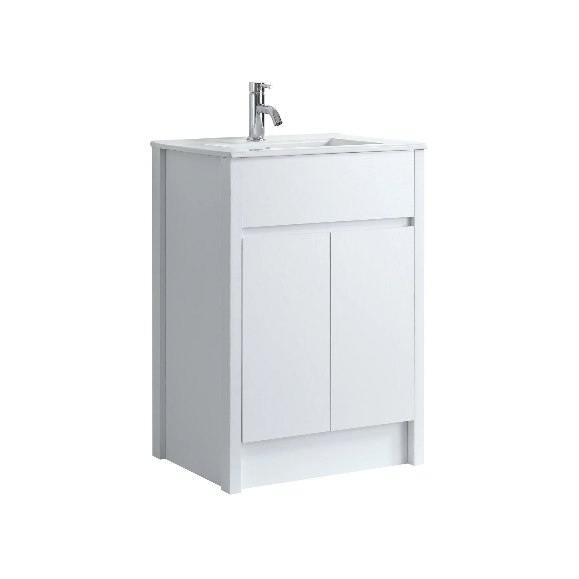 24" White Oak Freestanding Bathroom Vanity with White Ceramic Countertop-Migration_Bathroom Vanities-DECOROLALA