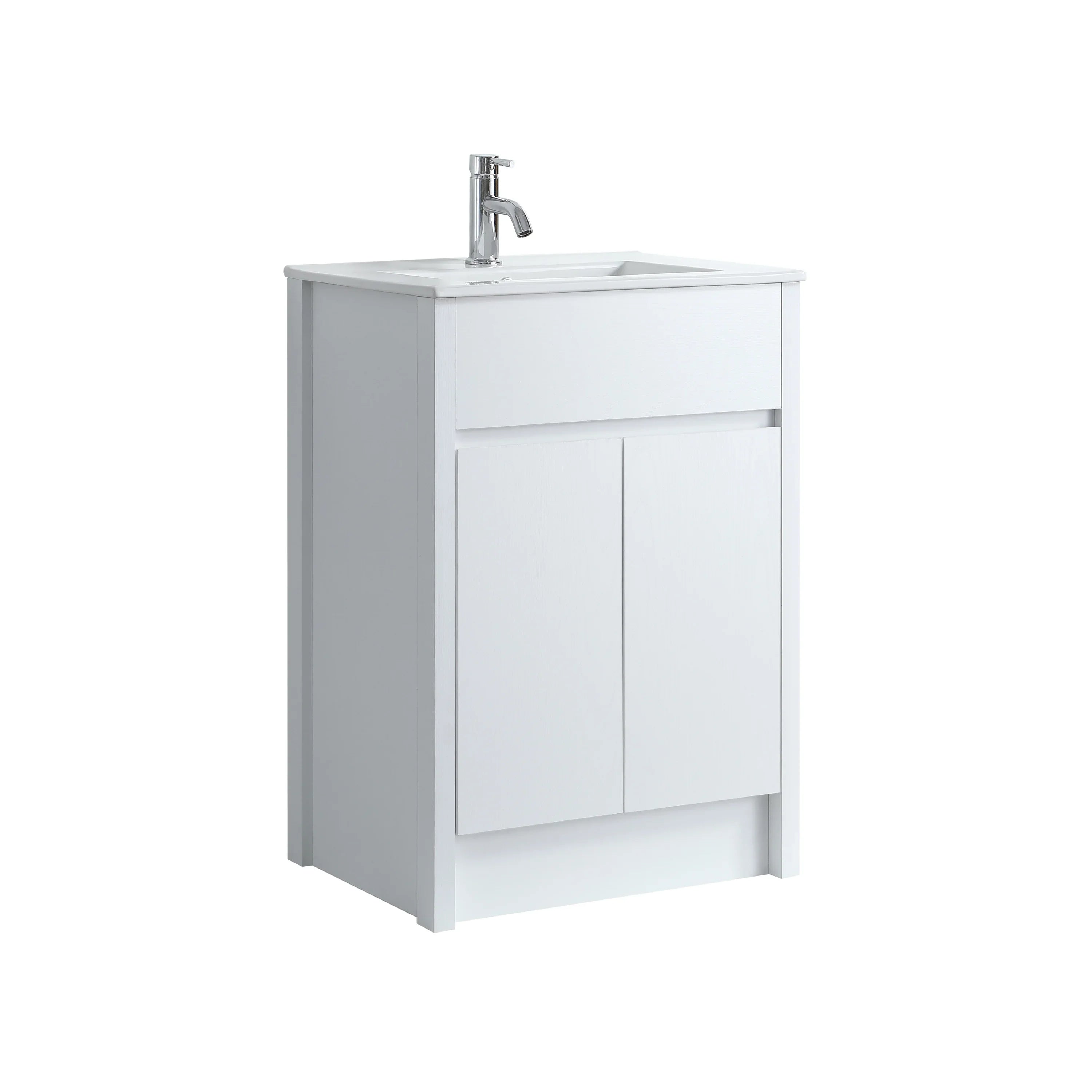 24" White Oak Freestanding Bathroom Vanity with White Ceramic Countertop-Migration_Bathroom Vanities-DECOROLALA