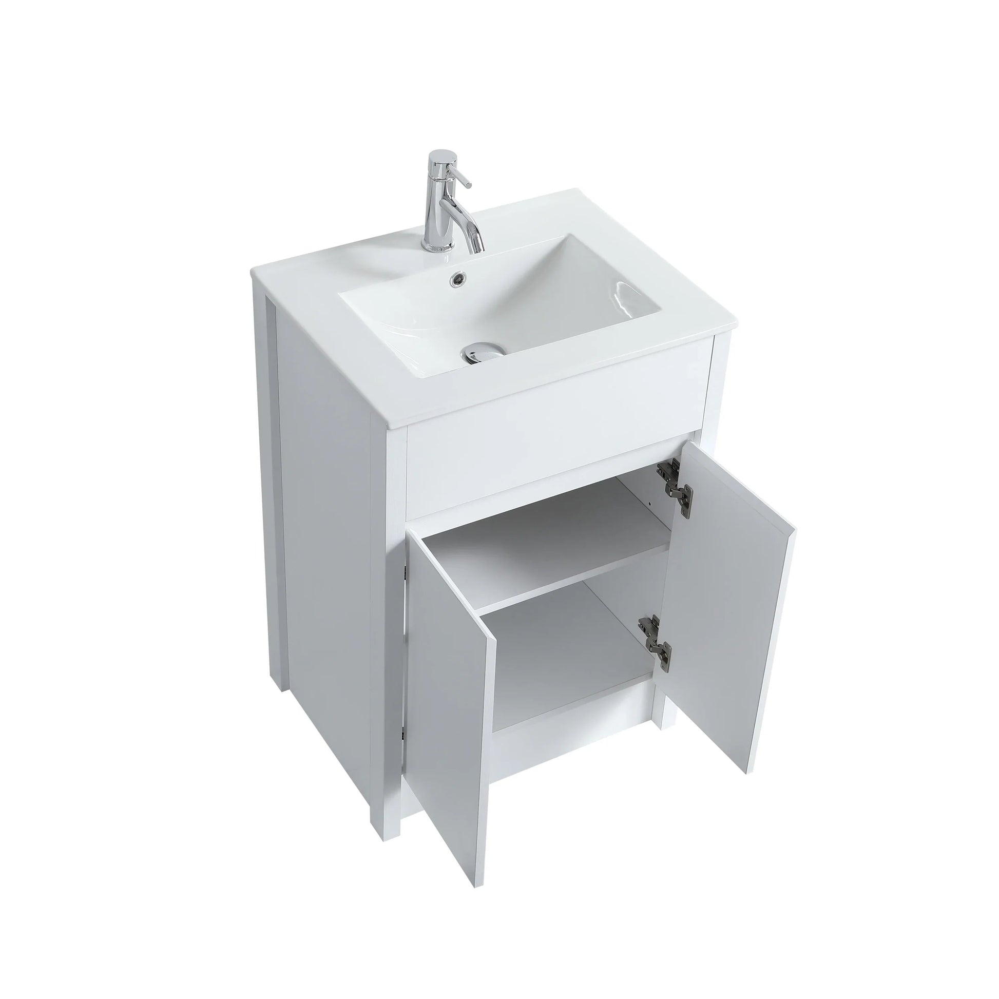 24" White Oak Freestanding Bathroom Vanity with White Ceramic Countertop-Migration_Bathroom Vanities-DECOROLALA