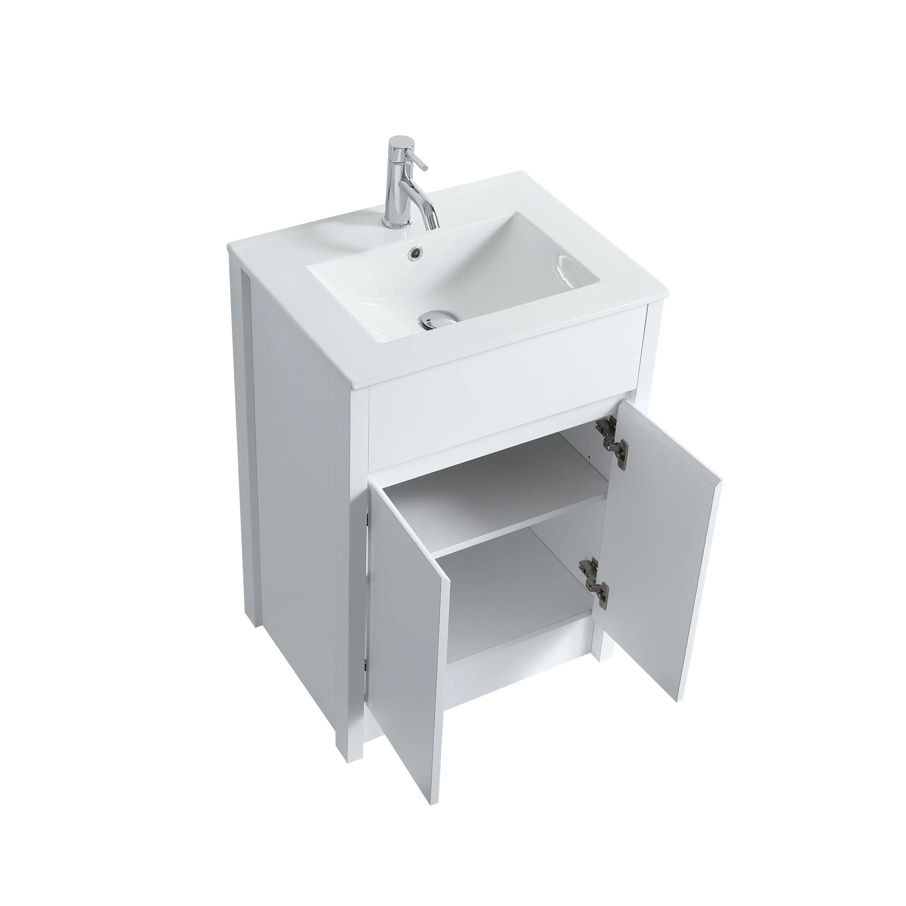 24" White Oak Freestanding Bathroom Vanity with White Ceramic Countertop-Migration_Bathroom Vanities-DECOROLALA