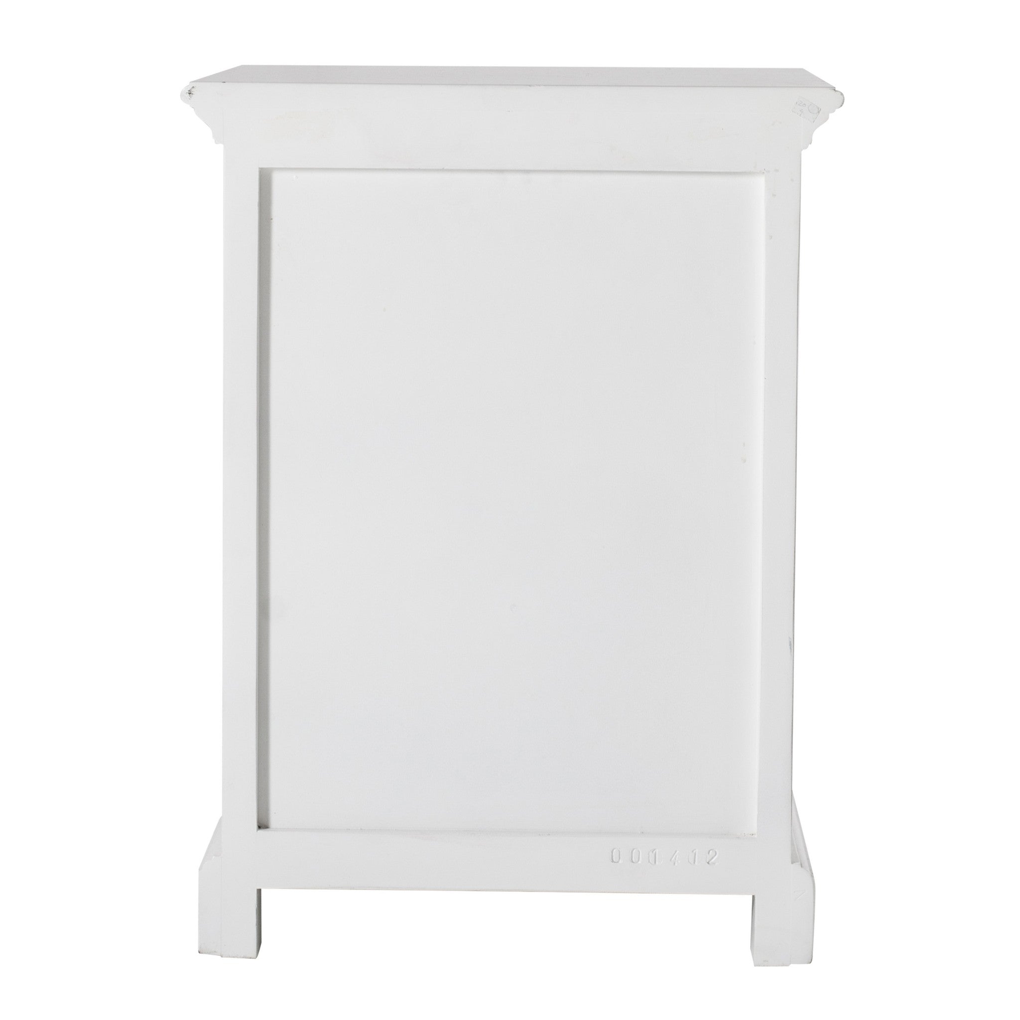 24" White Solid Wood Distressed One Drawer Nightstand-Nightstands & Bedside Tables-DECOROLALA