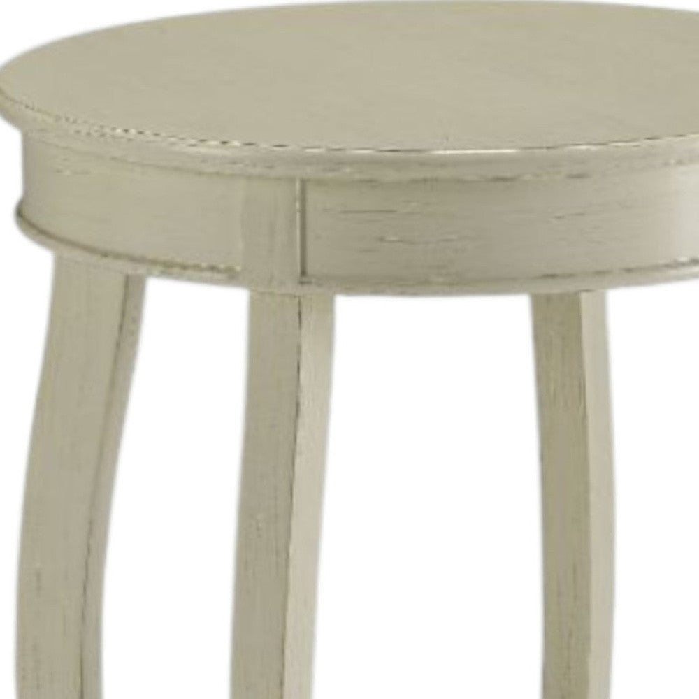 24" White Solid Wood Round End Table With Shelf-End-Side Tables-DECOROLALA