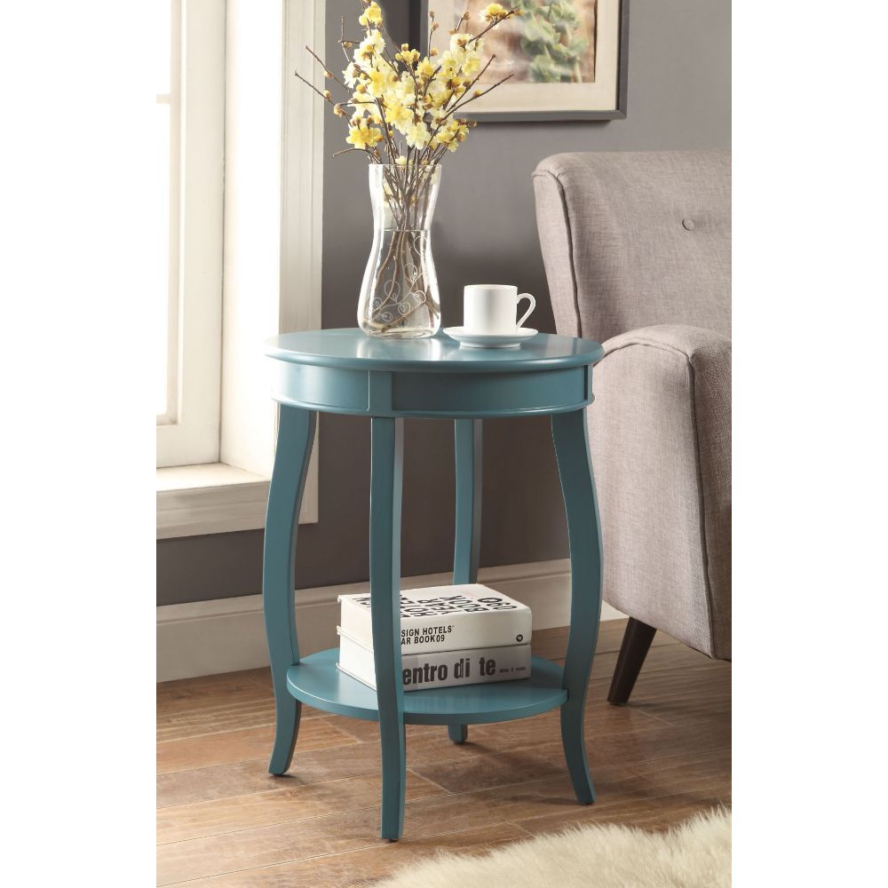 24" White Solid Wood Round End Table With Shelf-End-Side Tables-DECOROLALA