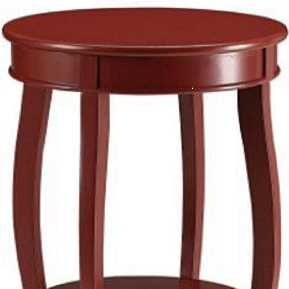 24" White Solid Wood Round End Table With Shelf-End-Side Tables-DECOROLALA