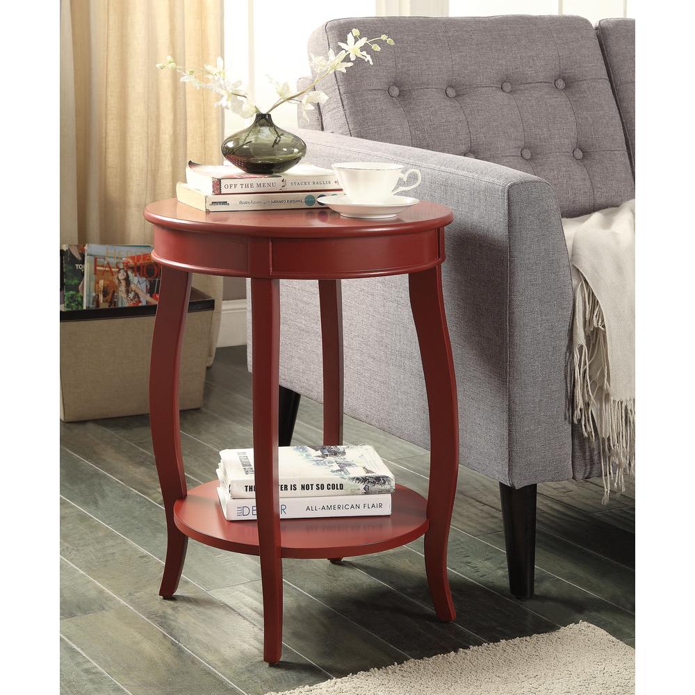 24" White Solid Wood Round End Table With Shelf-End-Side Tables-DECOROLALA