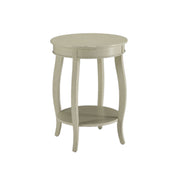 24" White Solid Wood Round End Table With Shelf-End-Side Tables-DECOROLALA