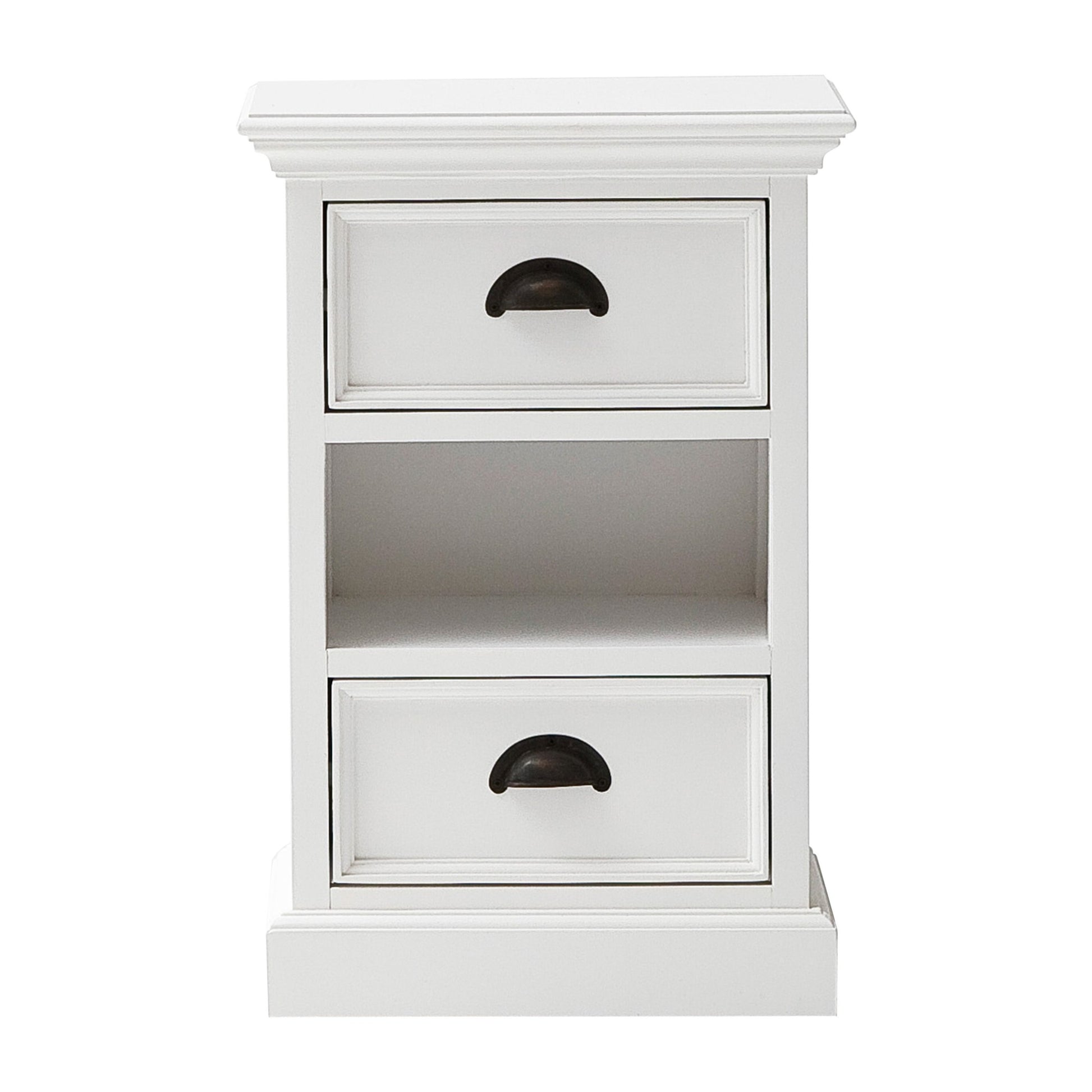 24" White Solid Wood Two Drawer Nightstand-Nightstands & Bedside Tables-DECOROLALA