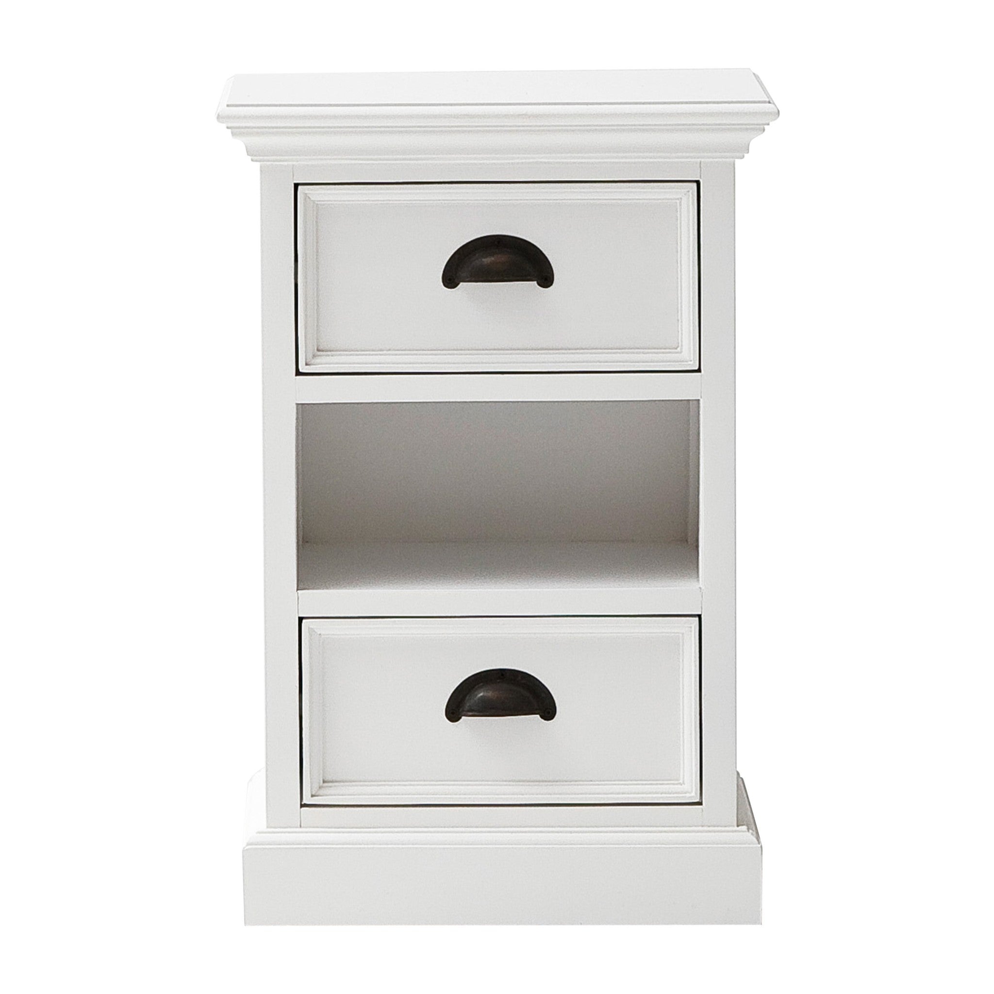 24" White Solid Wood Two Drawer Nightstand-Nightstands & Bedside Tables-DECOROLALA