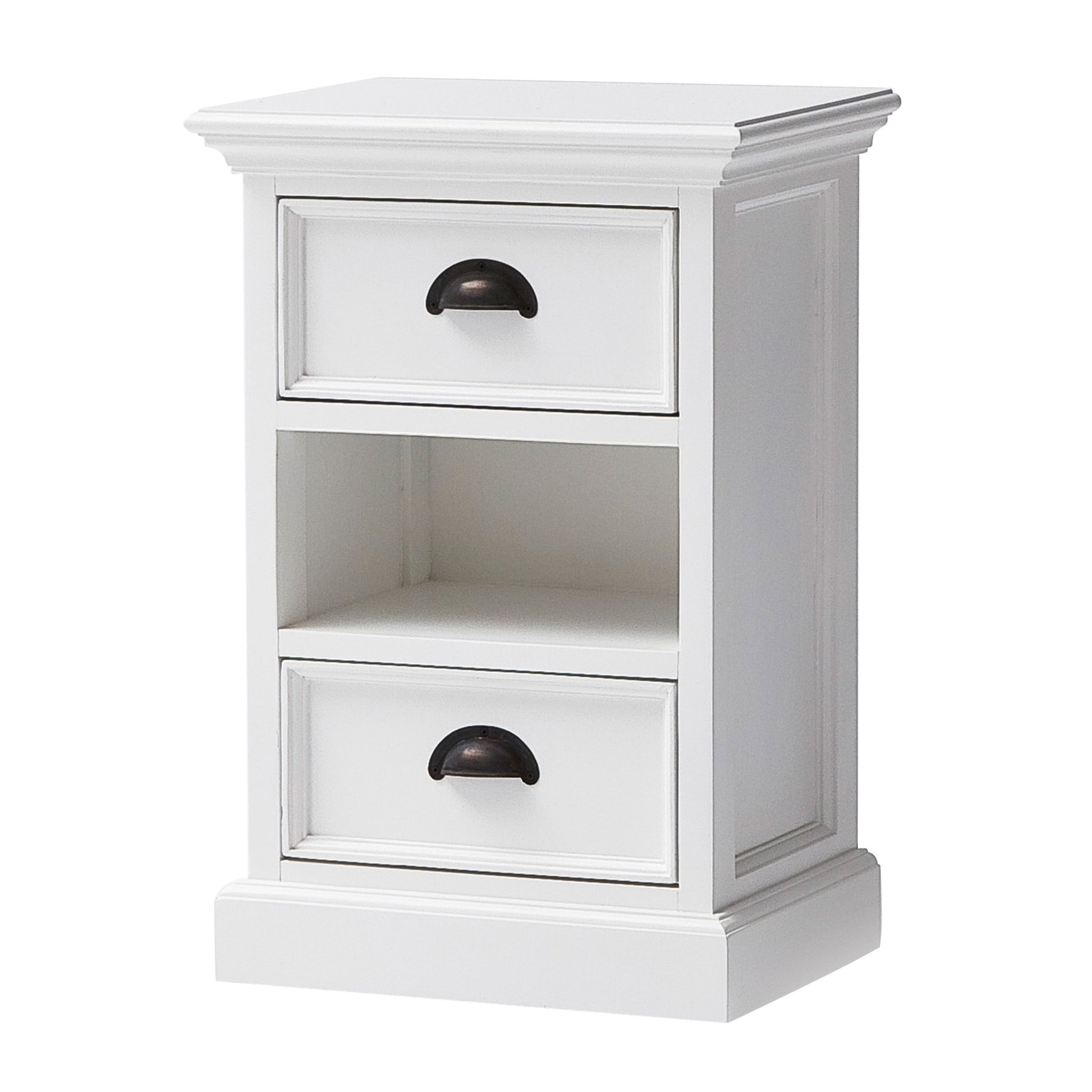 24" White Solid Wood Two Drawer Nightstand-Nightstands & Bedside Tables-DECOROLALA