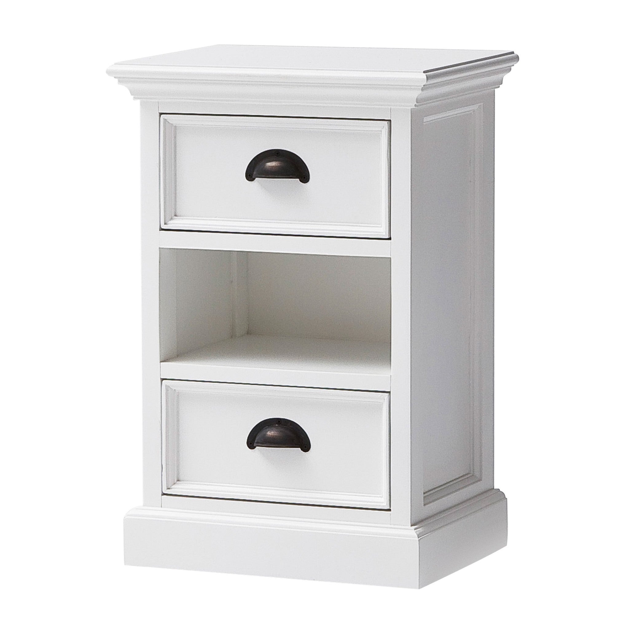 24" White Solid Wood Two Drawer Nightstand-Nightstands & Bedside Tables-DECOROLALA