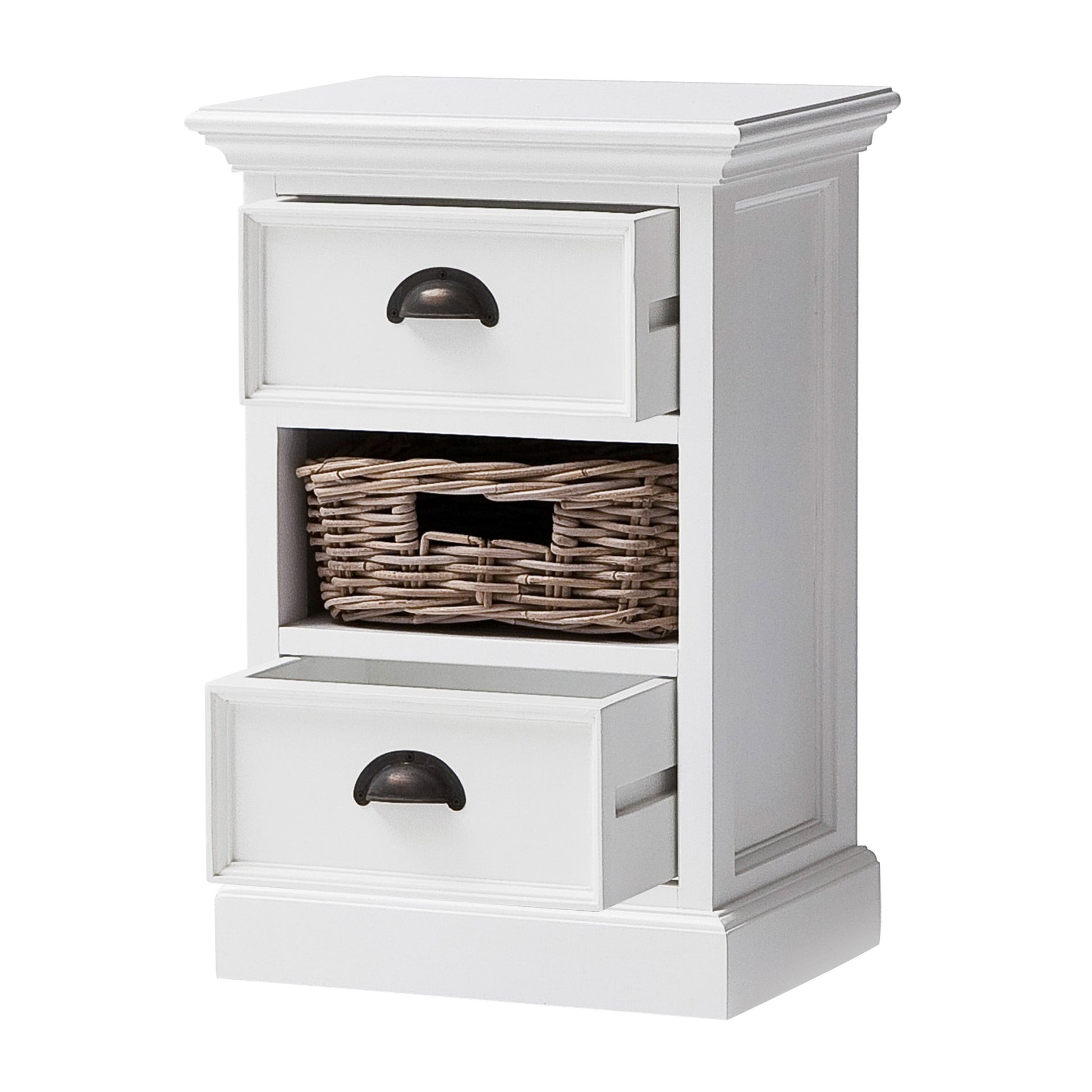24" White Solid Wood Two Drawer Nightstand-Nightstands & Bedside Tables-DECOROLALA