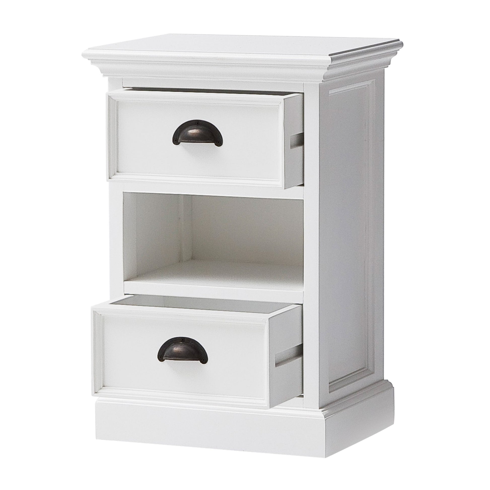 24" White Solid Wood Two Drawer Nightstand-Nightstands & Bedside Tables-DECOROLALA