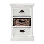 24" White Solid Wood Two Drawer Nightstand-Nightstands & Bedside Tables-DECOROLALA