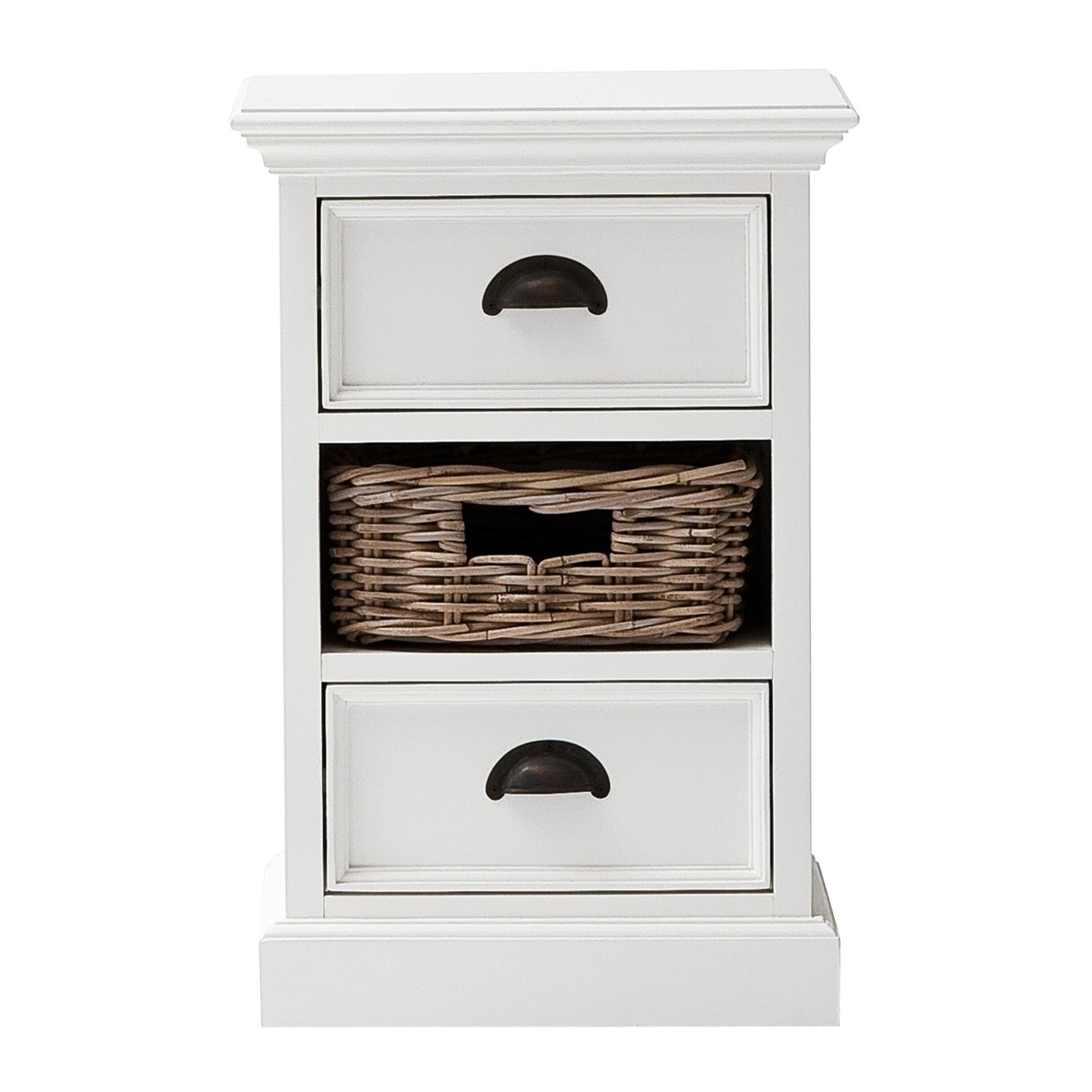 24" White Solid Wood Two Drawer Nightstand-Nightstands & Bedside Tables-DECOROLALA