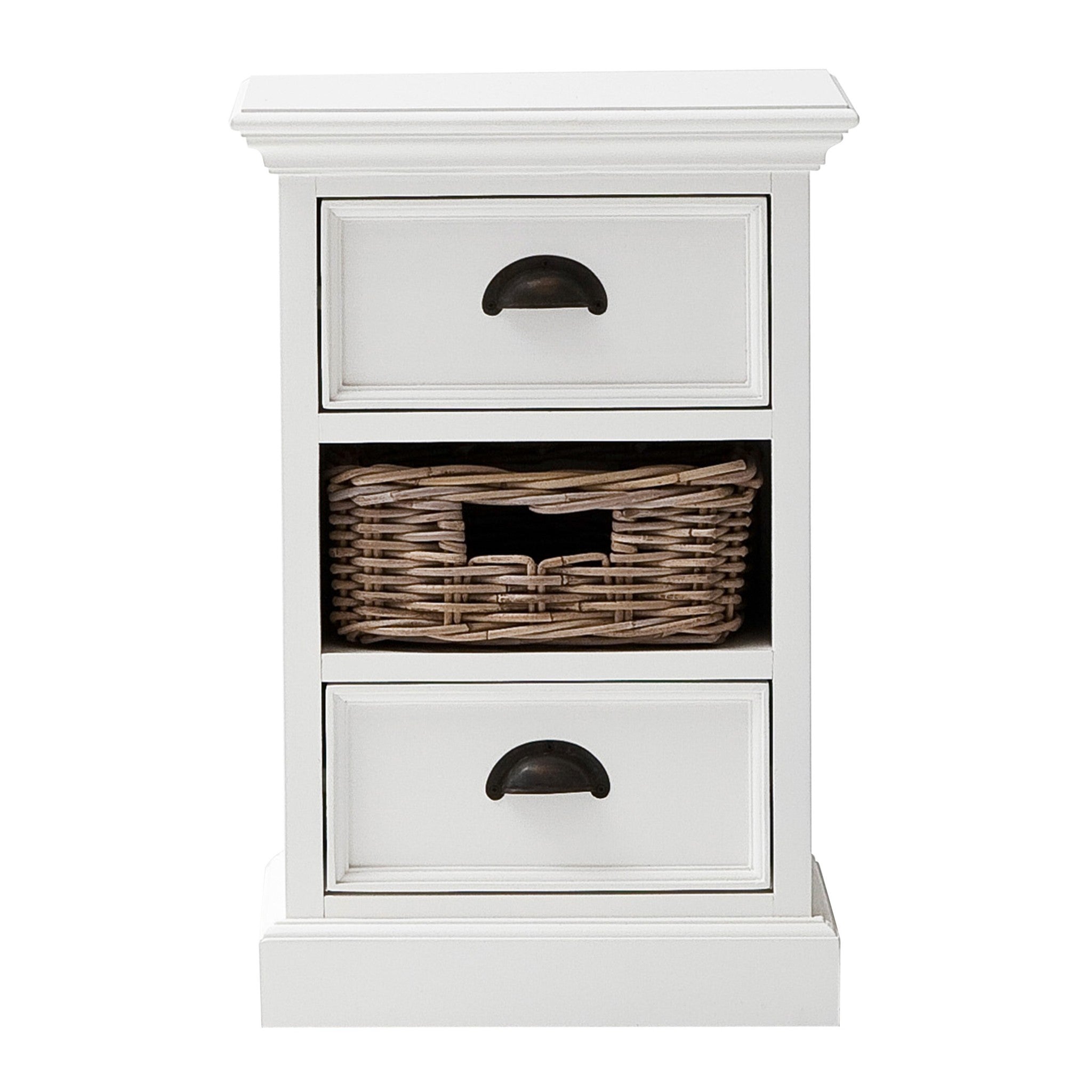 24" White Solid Wood Two Drawer Nightstand-Nightstands & Bedside Tables-DECOROLALA