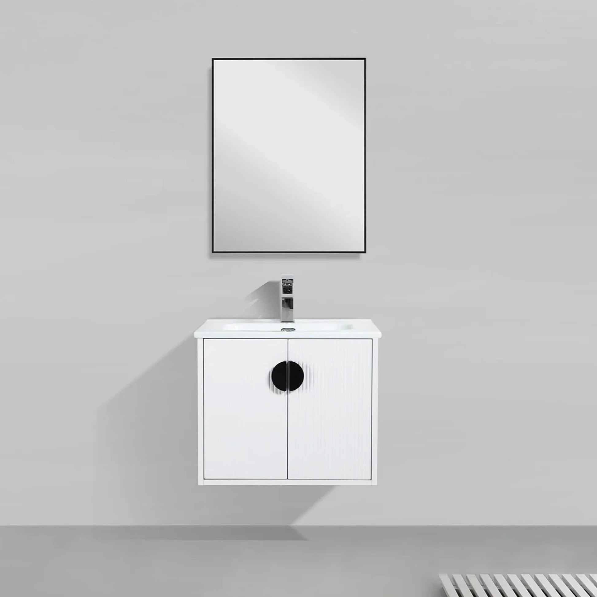24" White Wall Mount Bathroom Vanity with White Ceramic Countertop-Migration_Bathroom Vanities-DECOROLALA