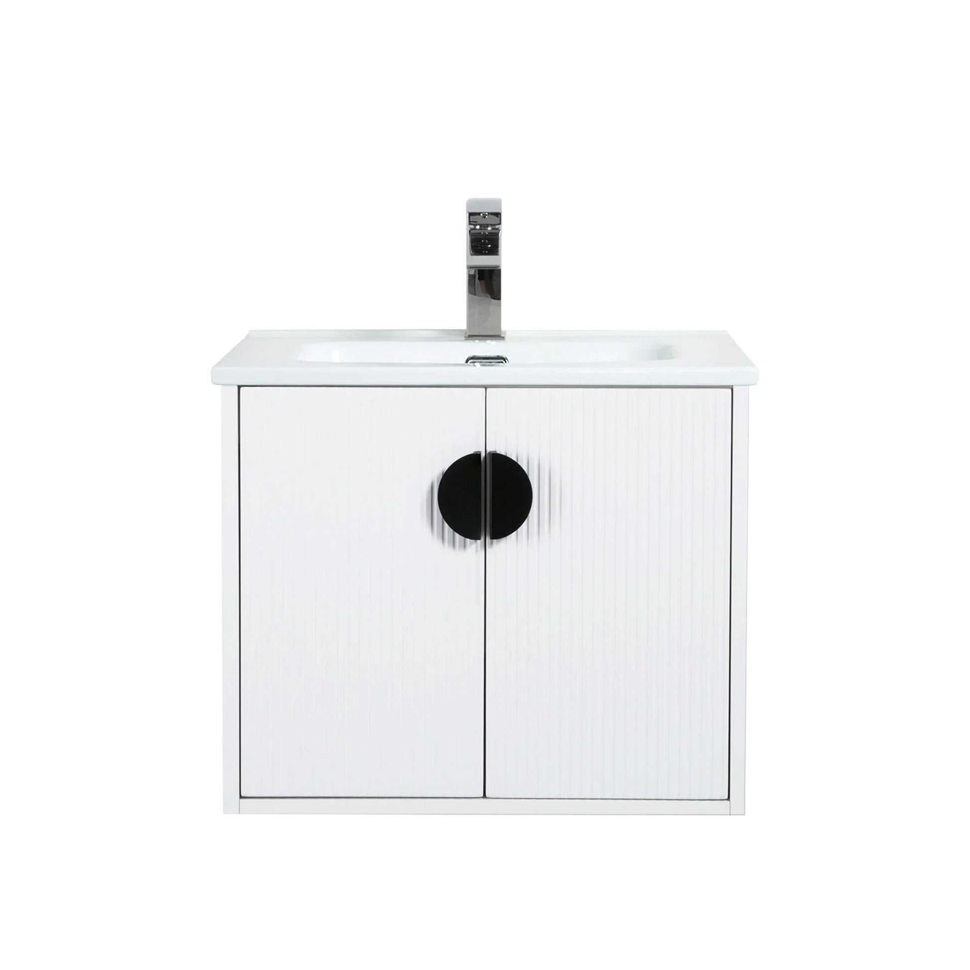 24" White Wall Mount Bathroom Vanity with White Ceramic Countertop-Migration_Bathroom Vanities-DECOROLALA