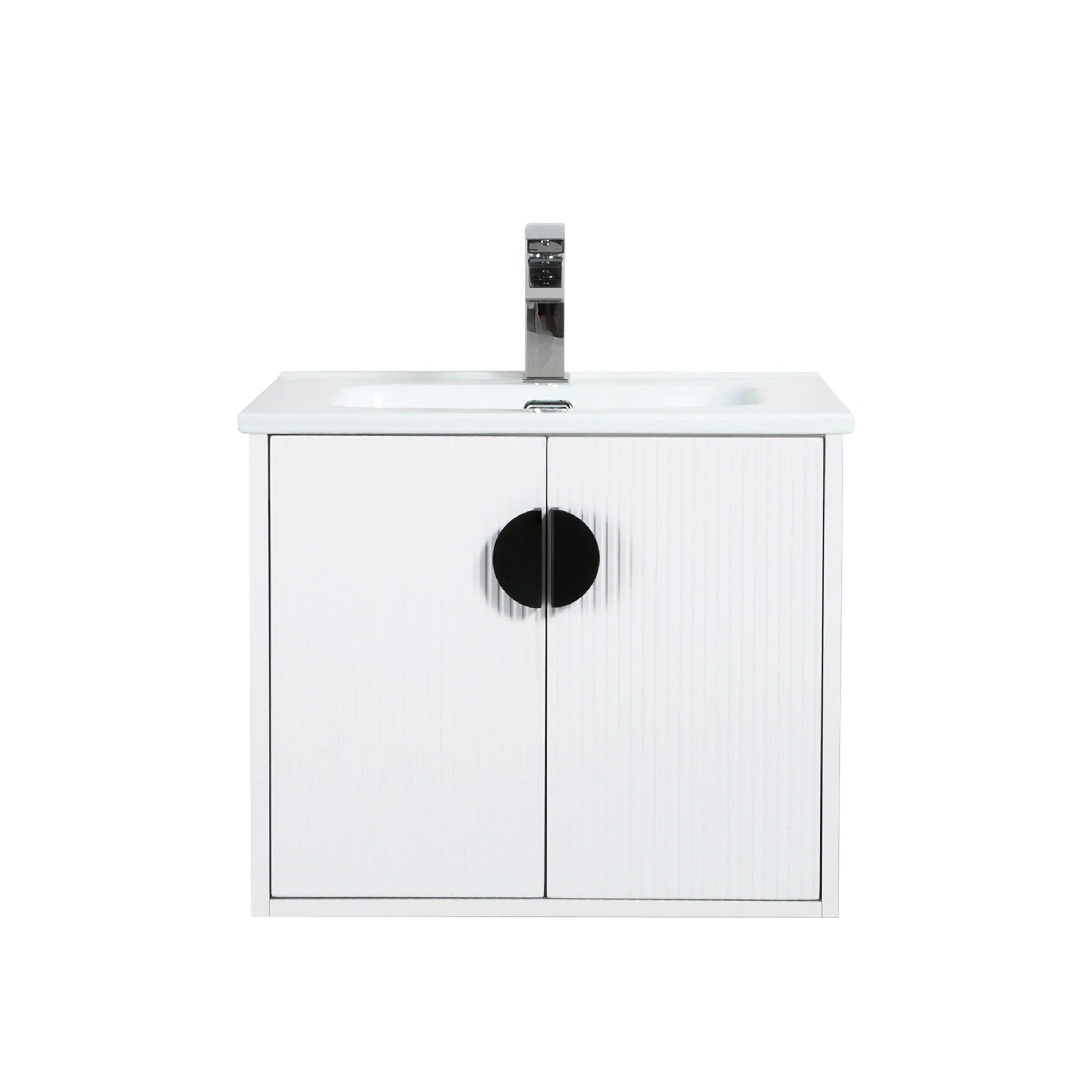 24" White Wall Mount Bathroom Vanity with White Ceramic Countertop-Migration_Bathroom Vanities-DECOROLALA