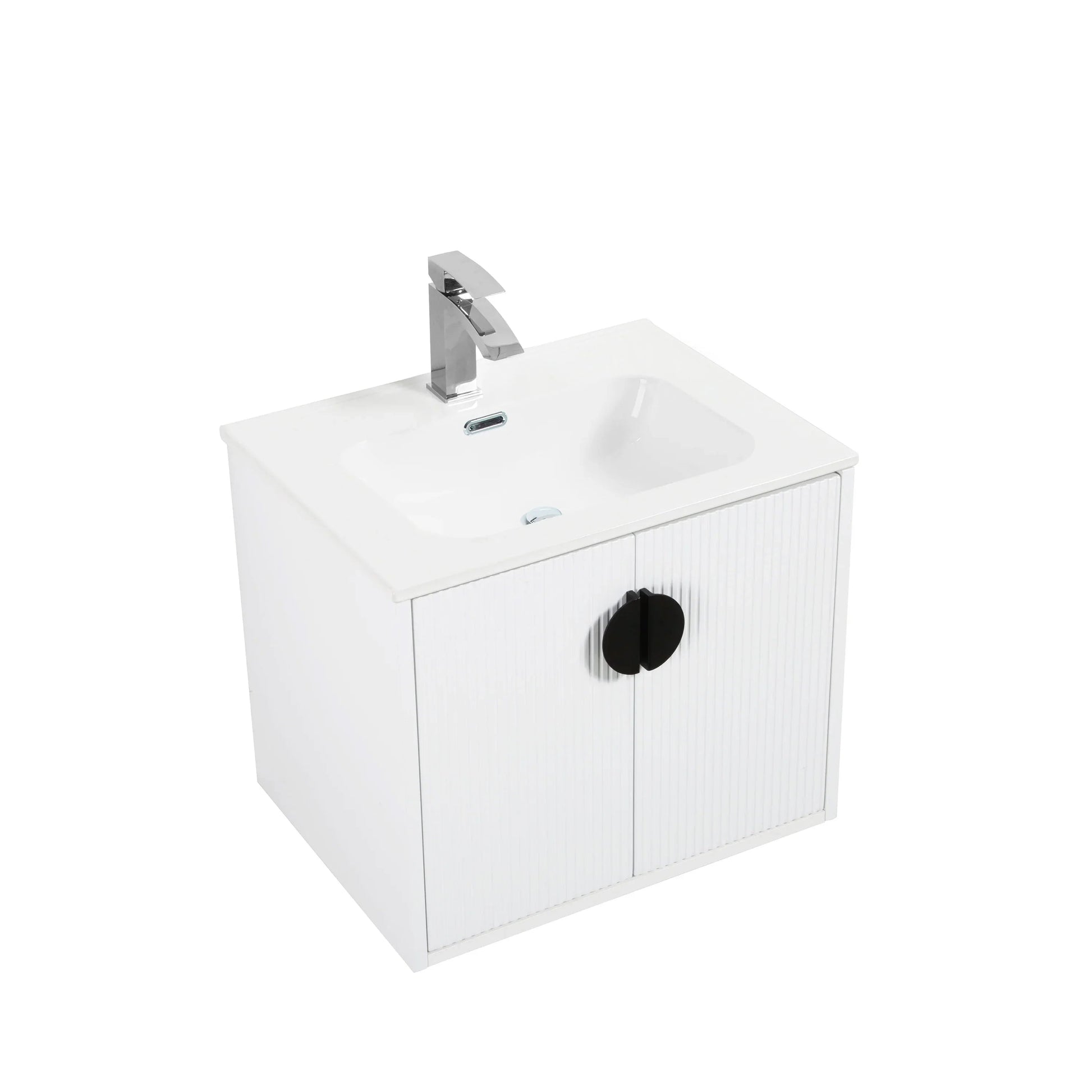 24" White Wall Mount Bathroom Vanity with White Ceramic Countertop-Migration_Bathroom Vanities-DECOROLALA
