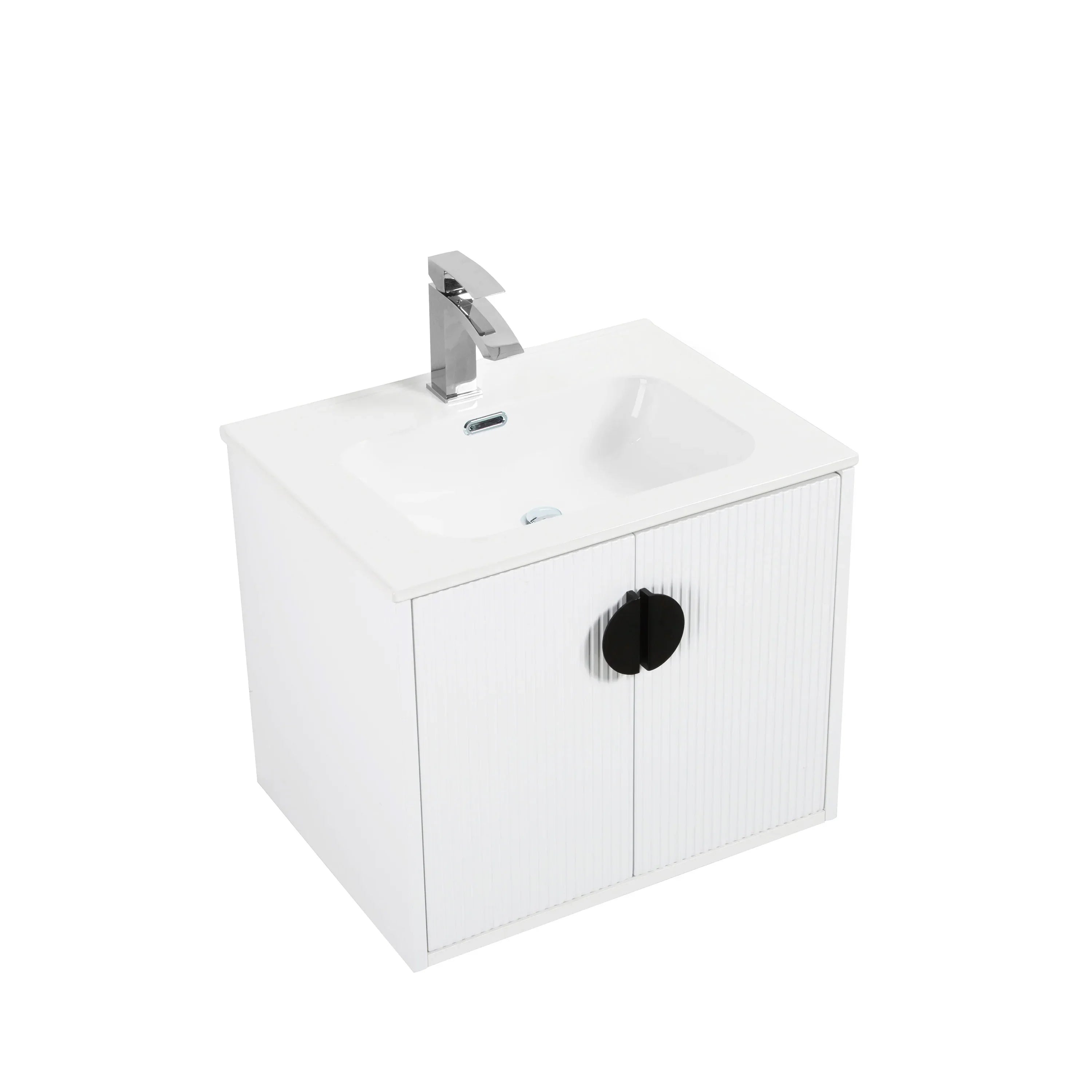 24" White Wall Mount Bathroom Vanity with White Ceramic Countertop-Migration_Bathroom Vanities-DECOROLALA