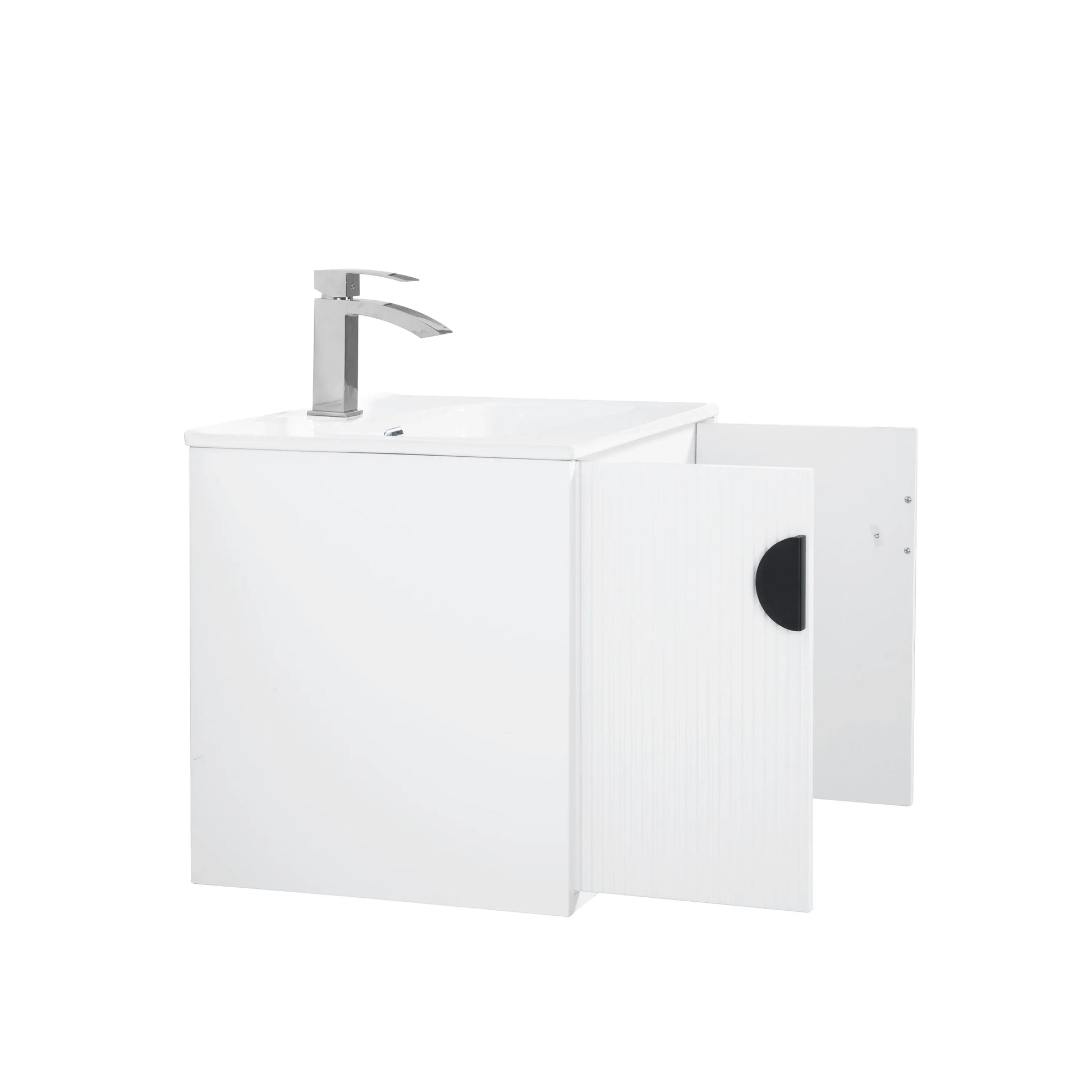 24" White Wall Mount Bathroom Vanity with White Ceramic Countertop-Migration_Bathroom Vanities-DECOROLALA