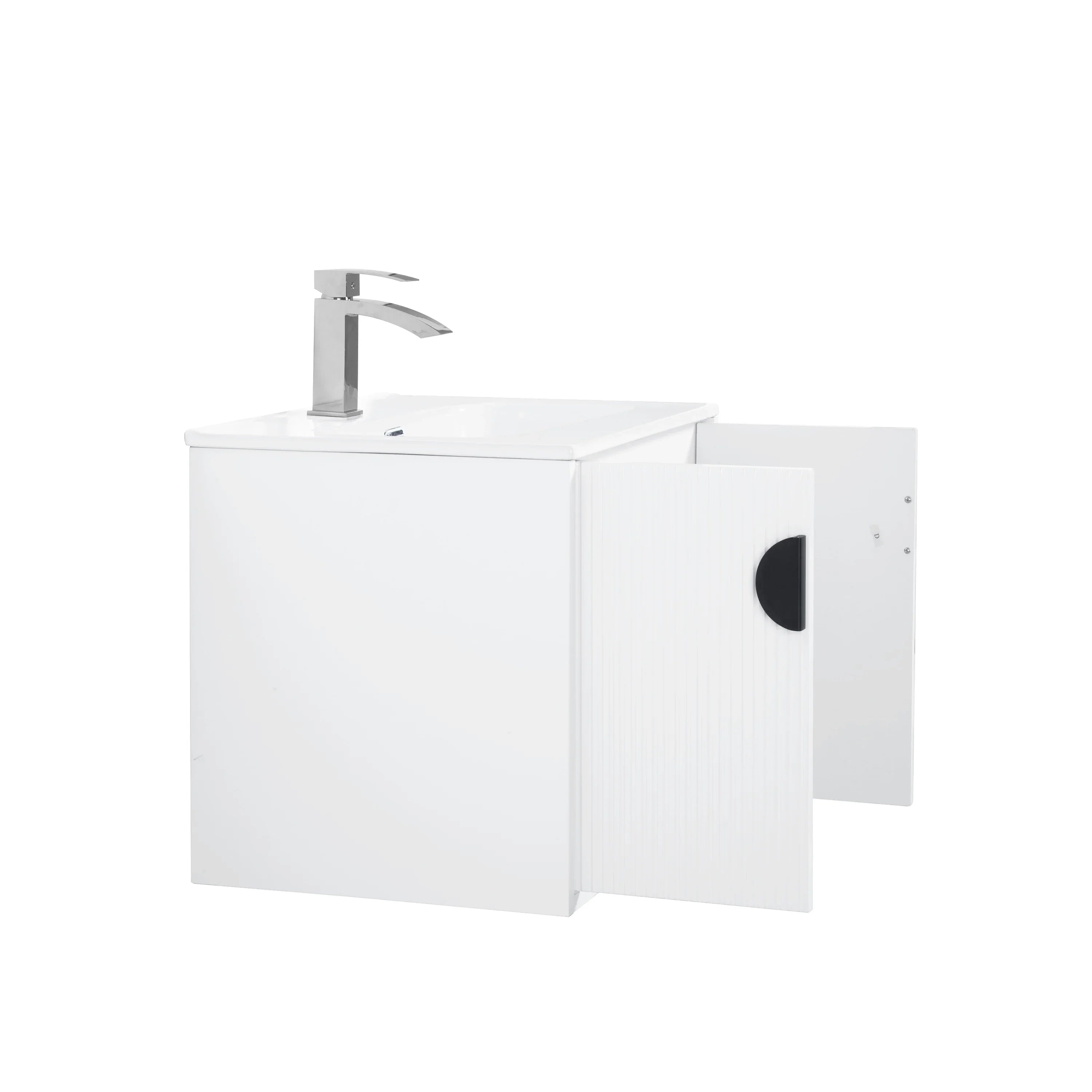 24" White Wall Mount Bathroom Vanity with White Ceramic Countertop-Migration_Bathroom Vanities-DECOROLALA