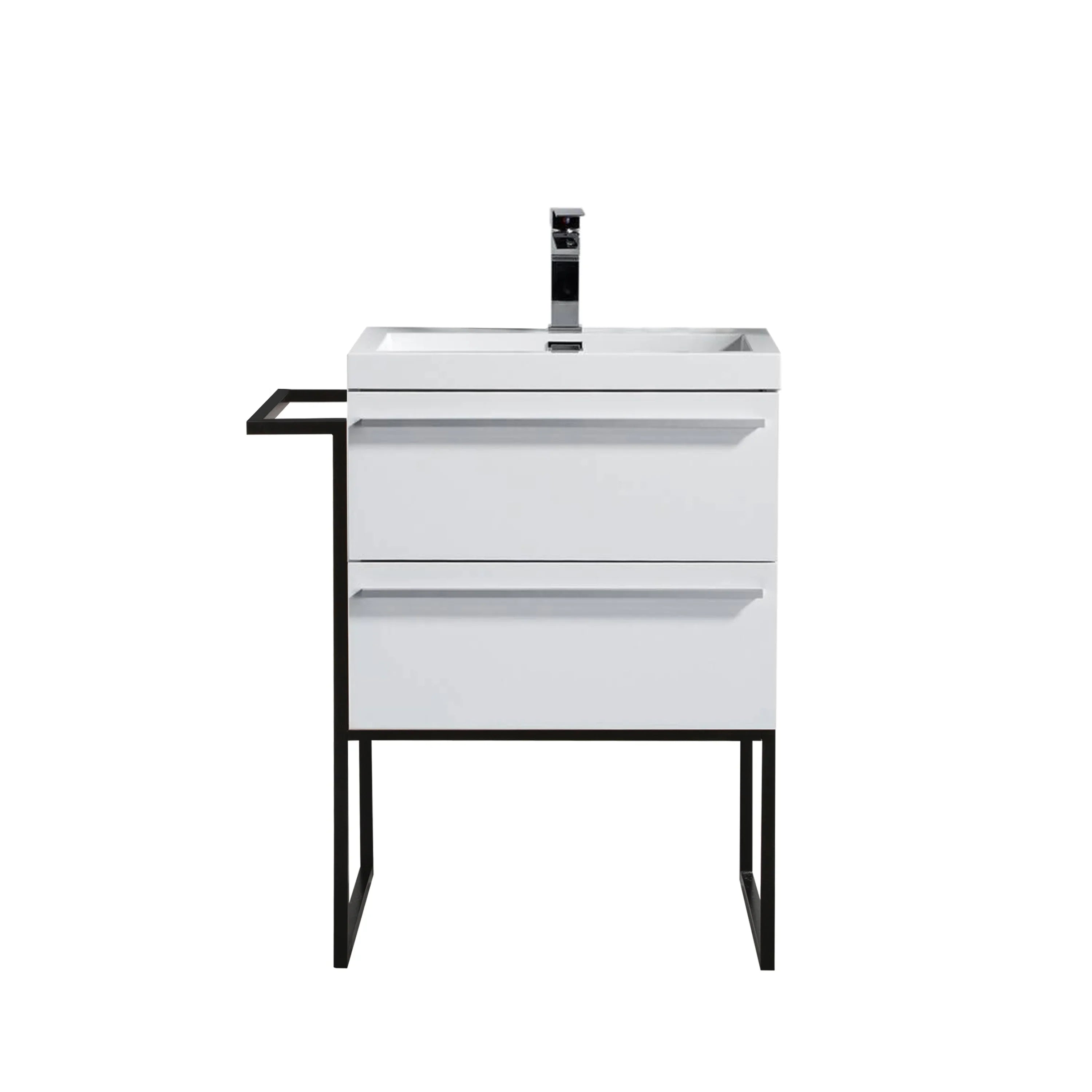 24" White Wall Mount Bathroom Vanity with White Polymarble Countertop-Migration_Bathroom Vanities-DECOROLALA