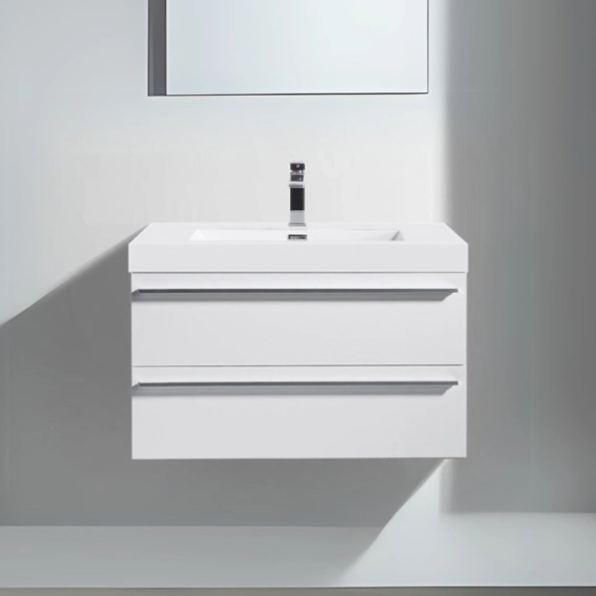 24" White Wall Mount Bathroom Vanity with White Polymarble Countertop-Migration_Bathroom Vanities-DECOROLALA