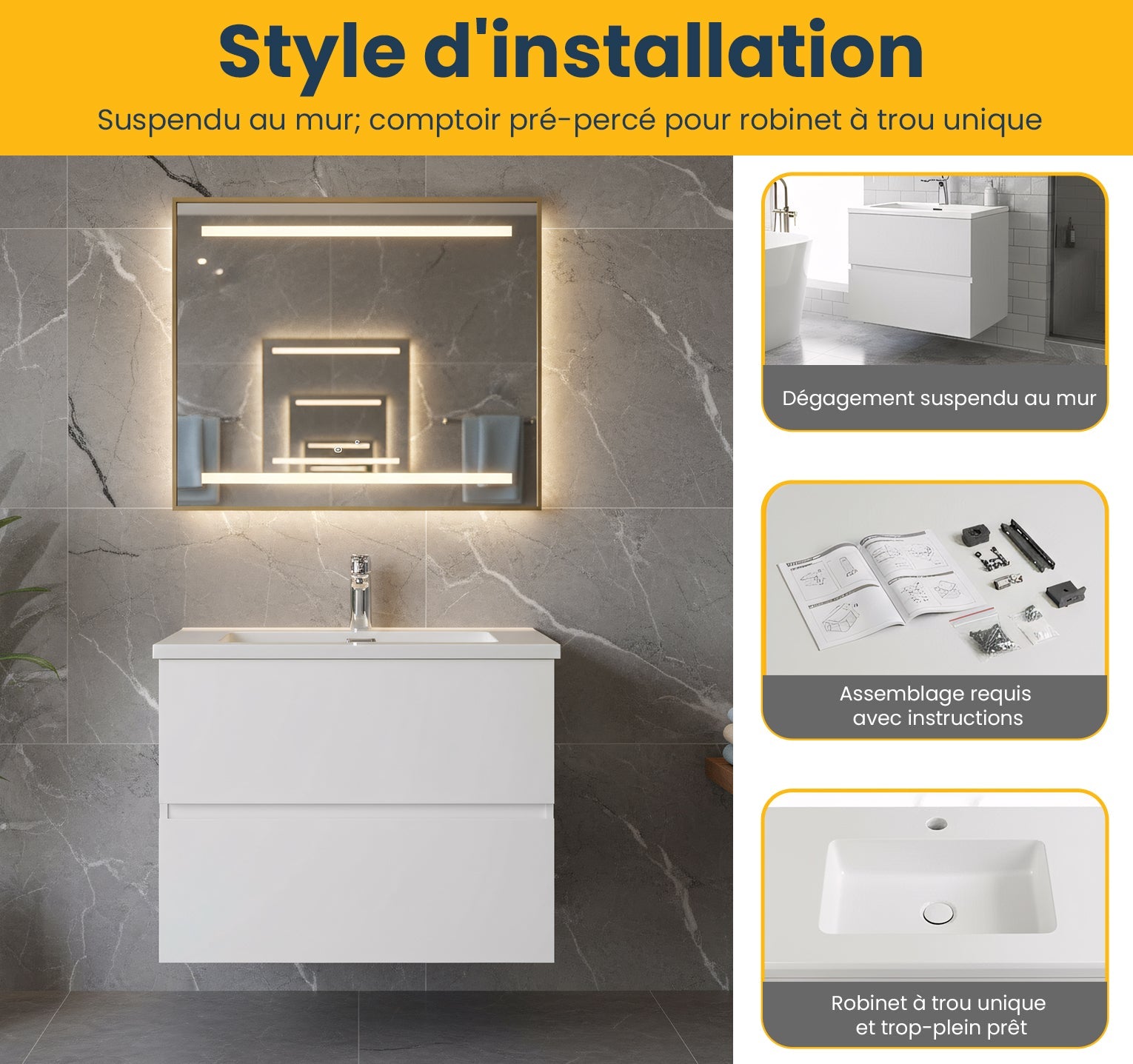 24" White Wall Mount Single Sink Bathroom Vanity with White Polymarble Countertop-Migration_Bathroom Vanities-DECOROLALA