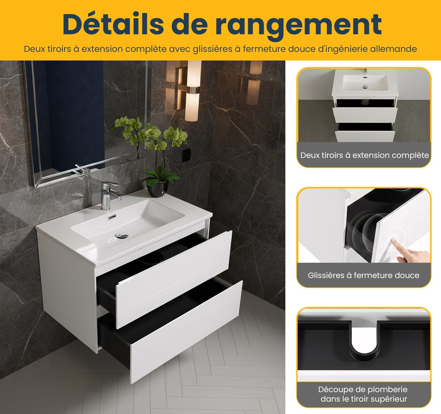 24" White Wall Mount Single Sink Bathroom Vanity with White Polymarble Countertop-Migration_Bathroom Vanities-DECOROLALA