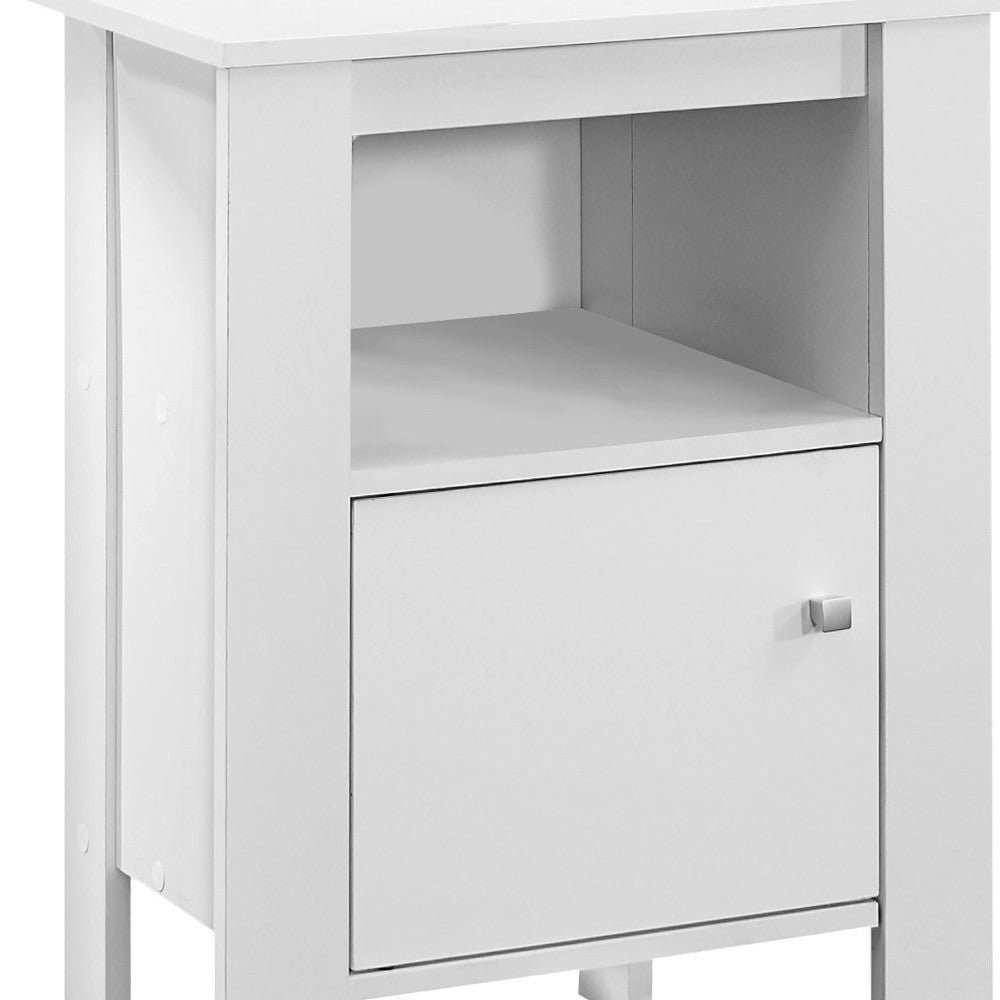 24" White Wood End Table With Shelf-End-Side Tables-DECOROLALA