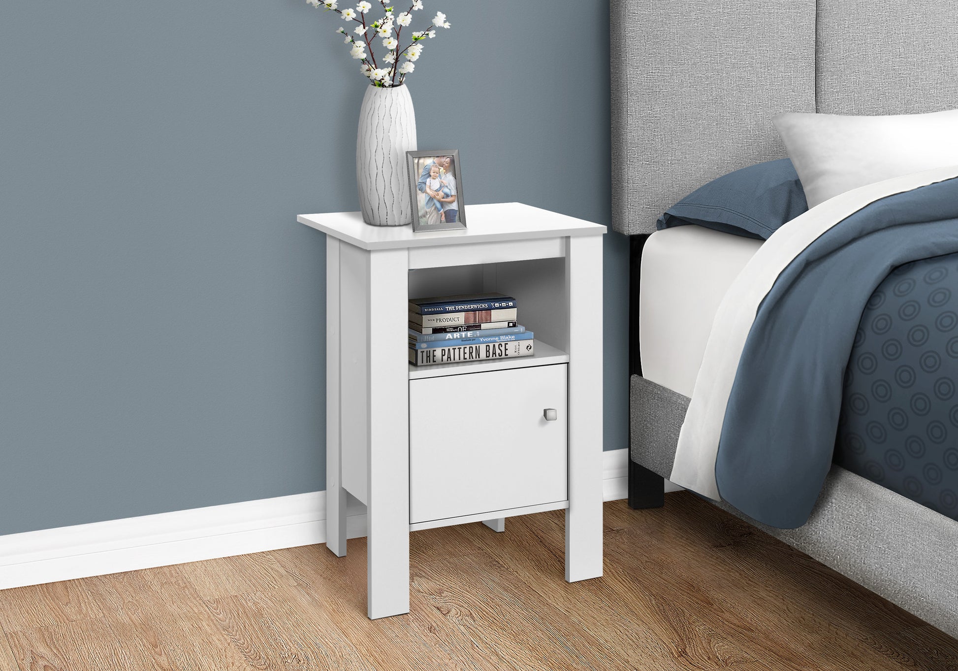 24" White Wood End Table With Shelf-End-Side Tables-DECOROLALA