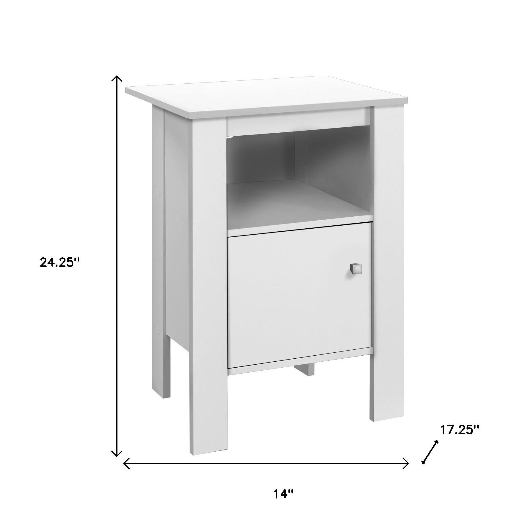 24" White Wood End Table With Shelf-End-Side Tables-DECOROLALA