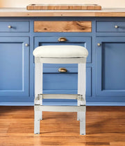 24" White and Clear Stainless Steel and Acrylic Backless Counter Height Bar Chair-Bar Chairs-DECOROLALA