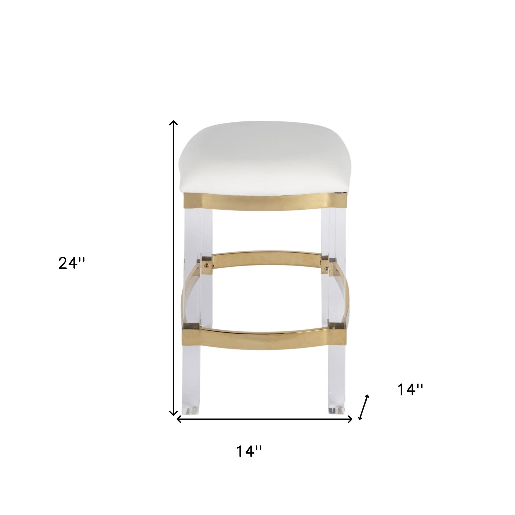 24" White and Clear Stainless Steel and Steel Backless Counter Height Bar Chair-Bar Chairs-DECOROLALA